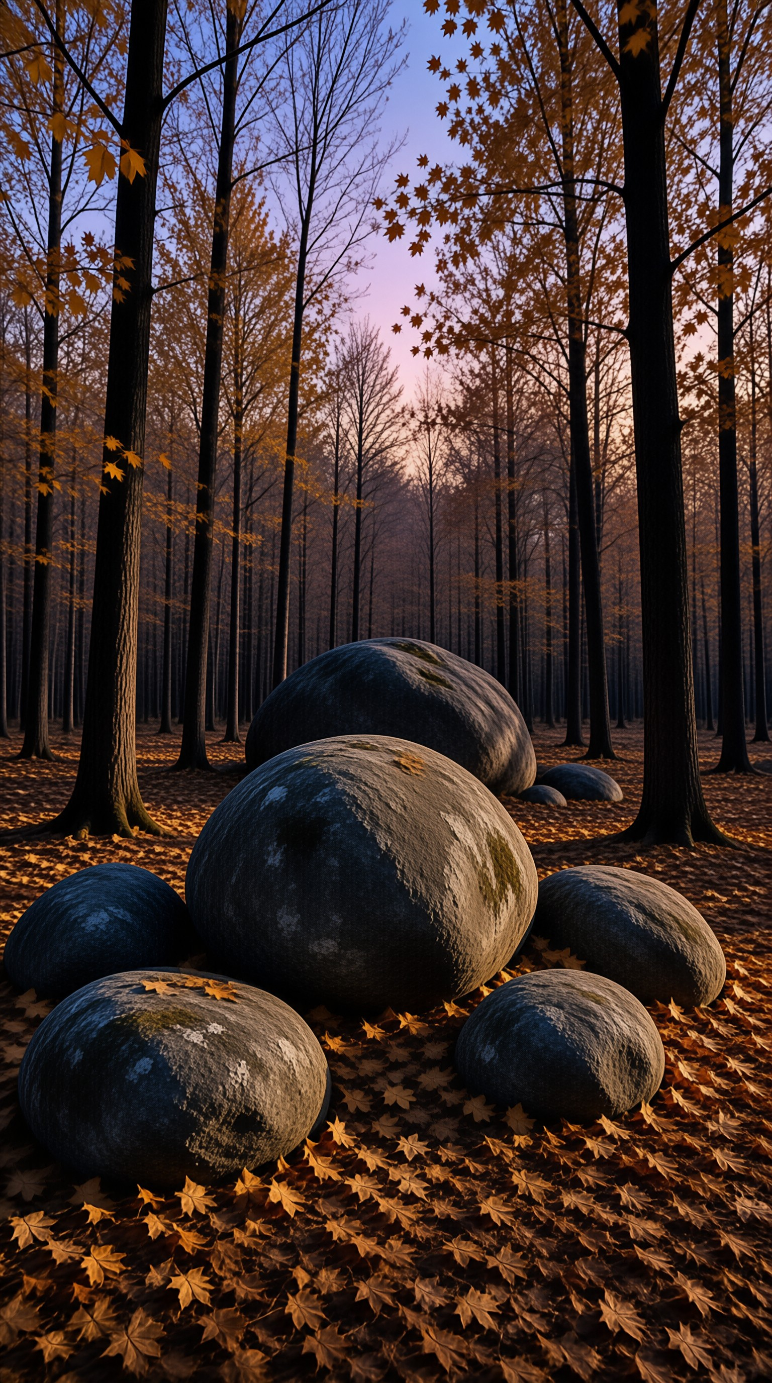 Autumn Forest with Giant Spheres