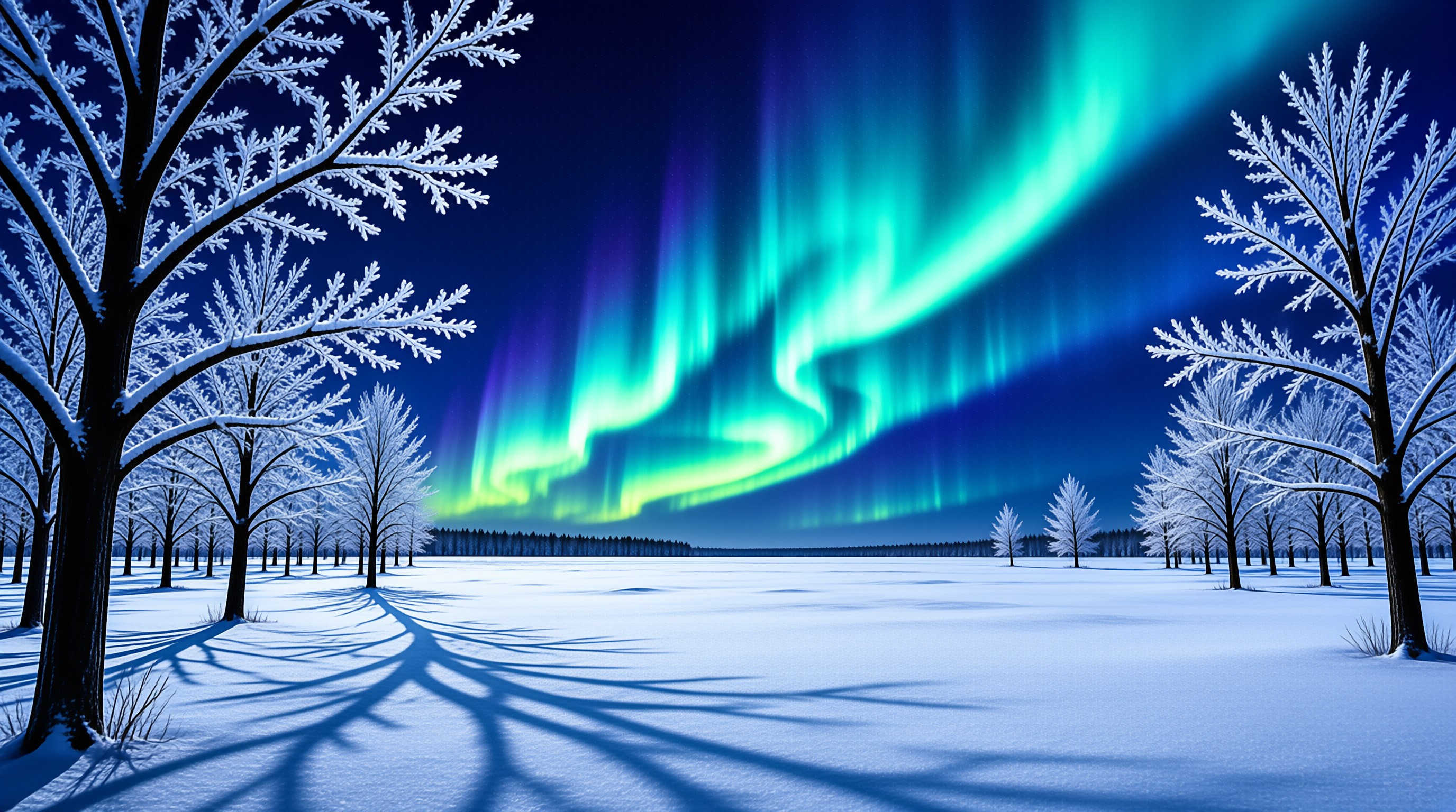 Winter Aurora Landscape