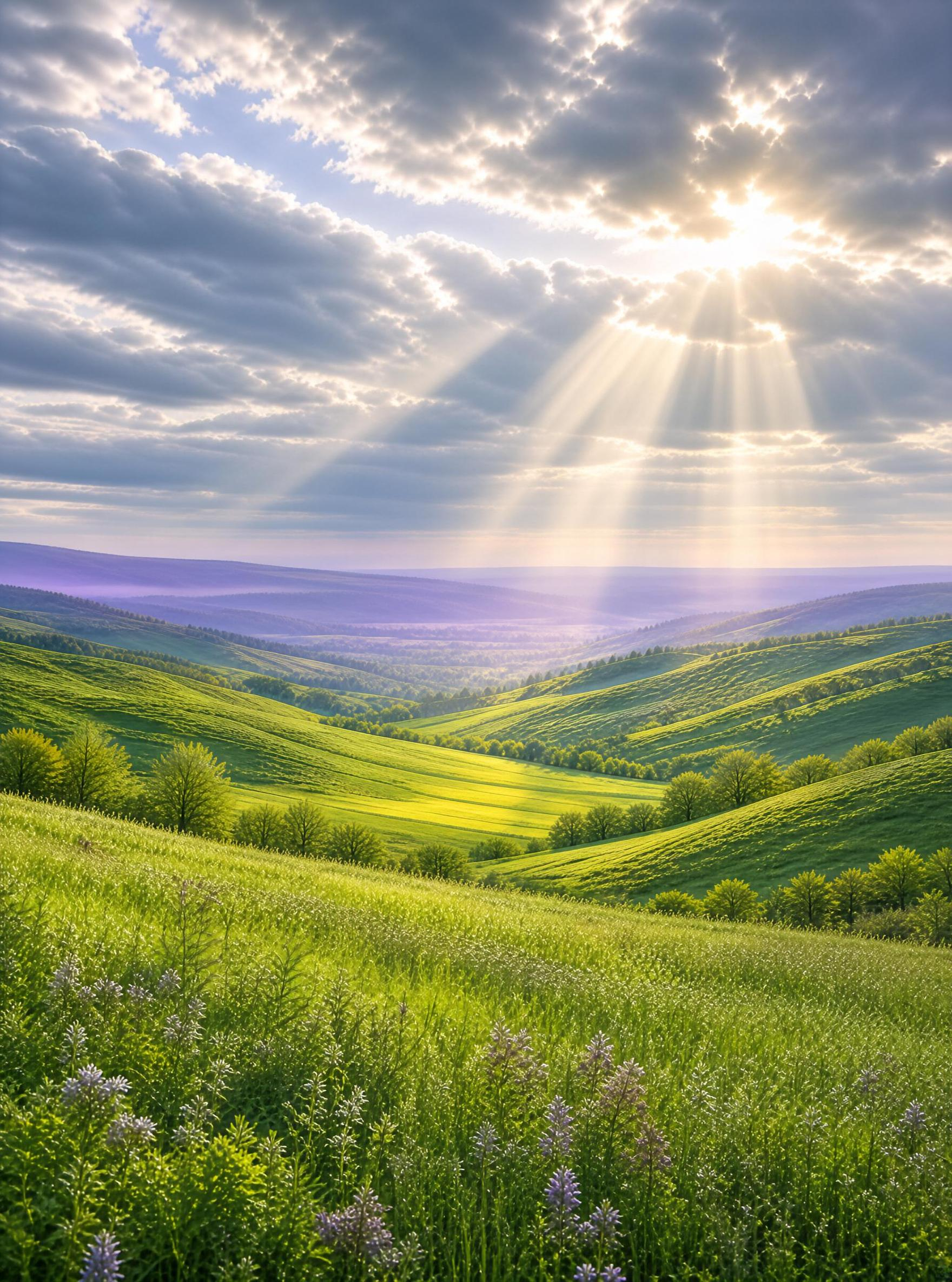 Sunbeams Over Green Valley