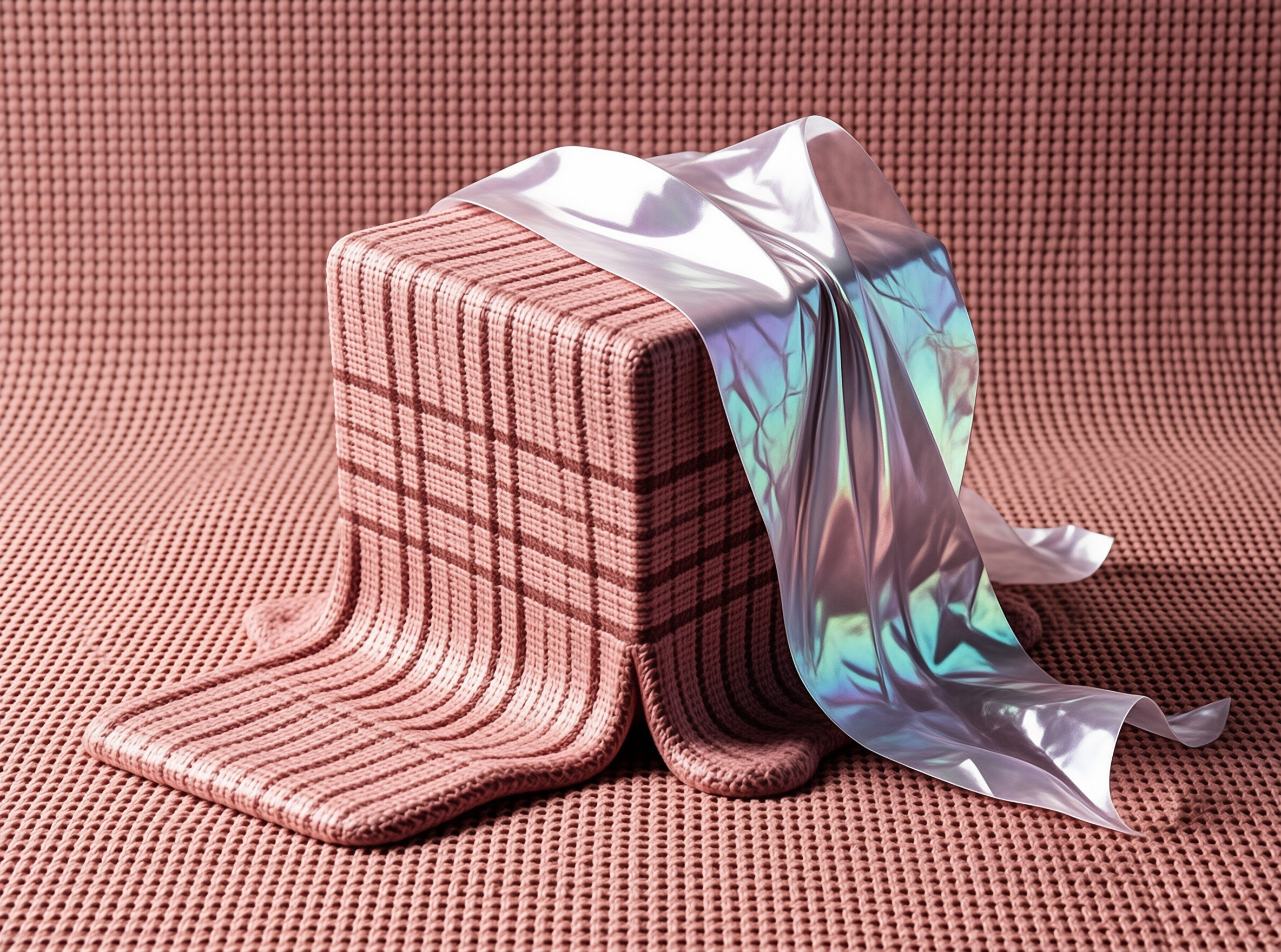 Pink Cube with Shiny Fabric