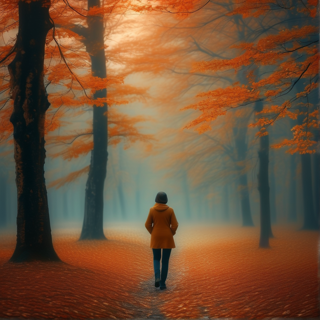 Misty Autumn Forest Walk