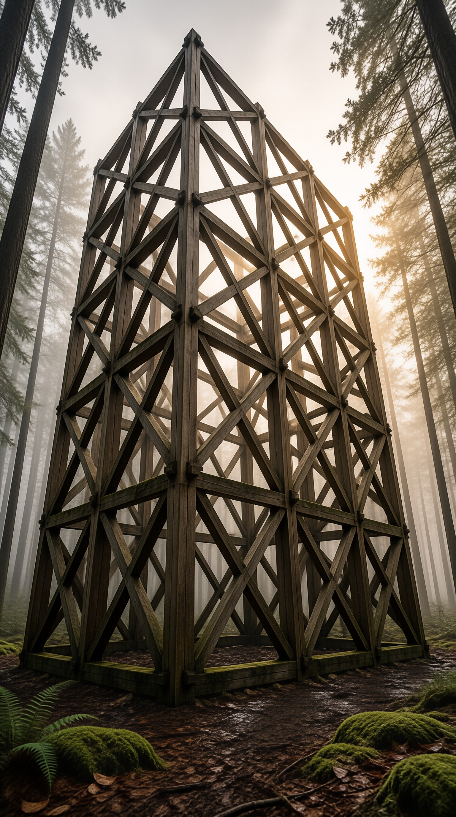 Misty Forest Wooden Structure