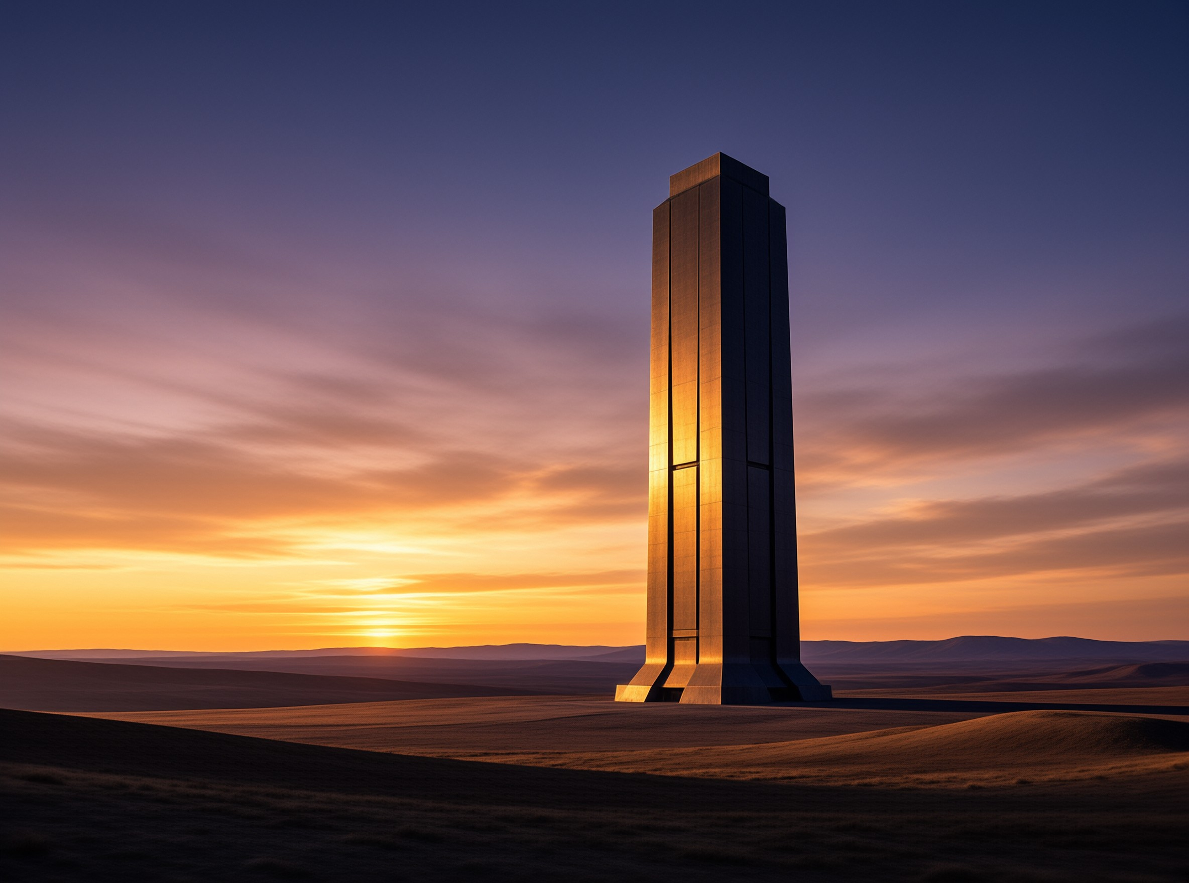 Desert Monolith at Sunset