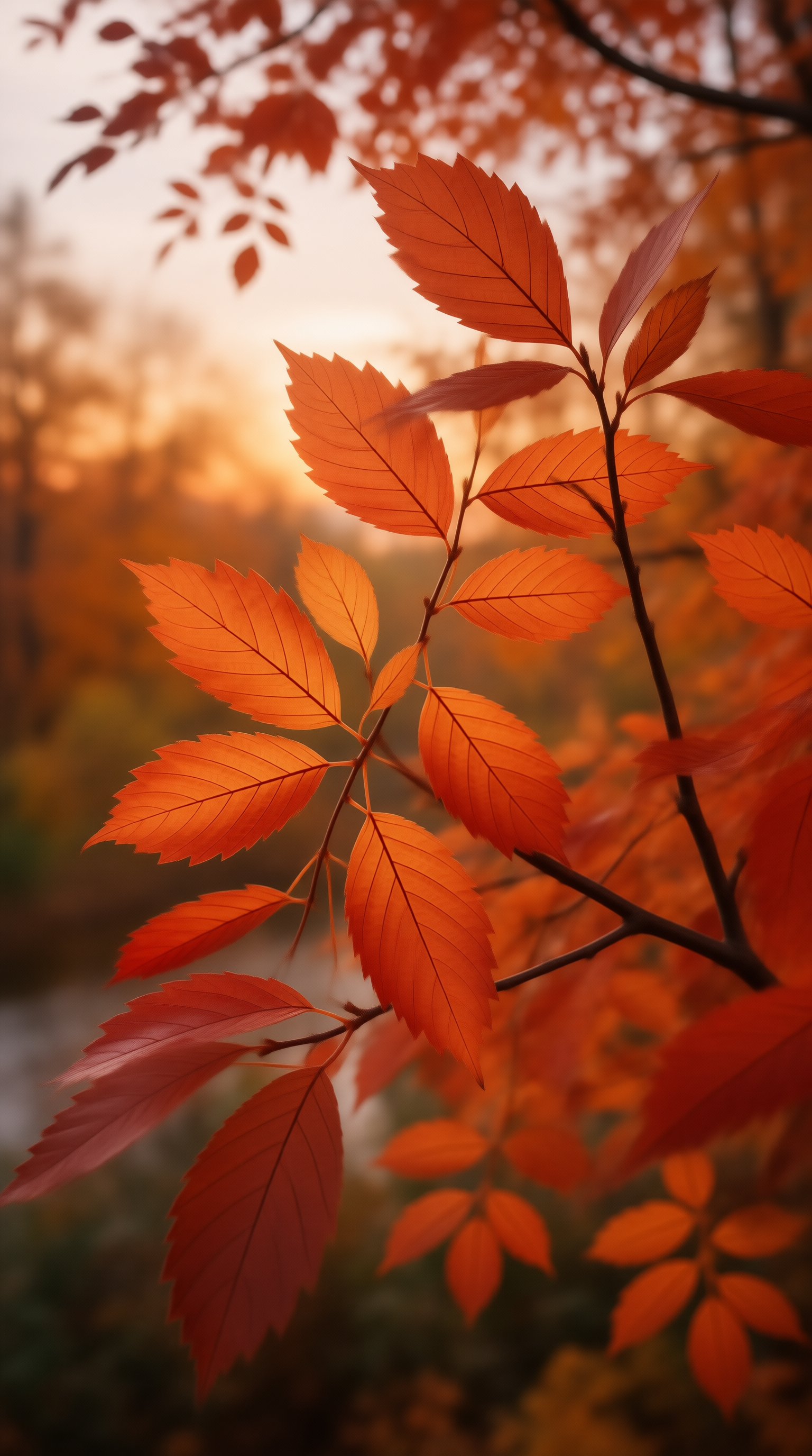 Autumn Leaves at Sunset
