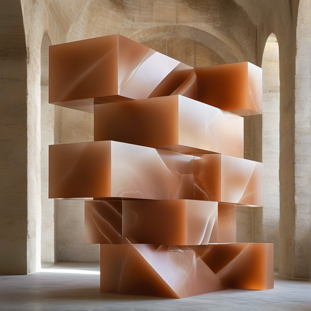Amber Geometric Sculpture