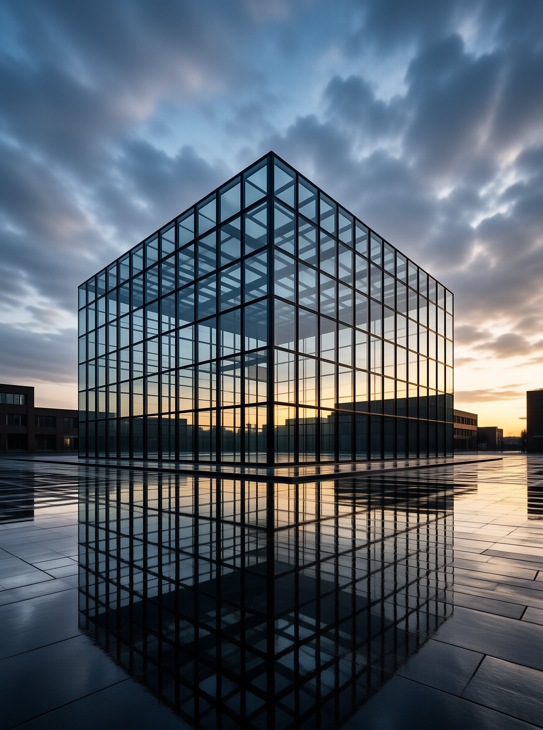 Glass Cube at Sunset