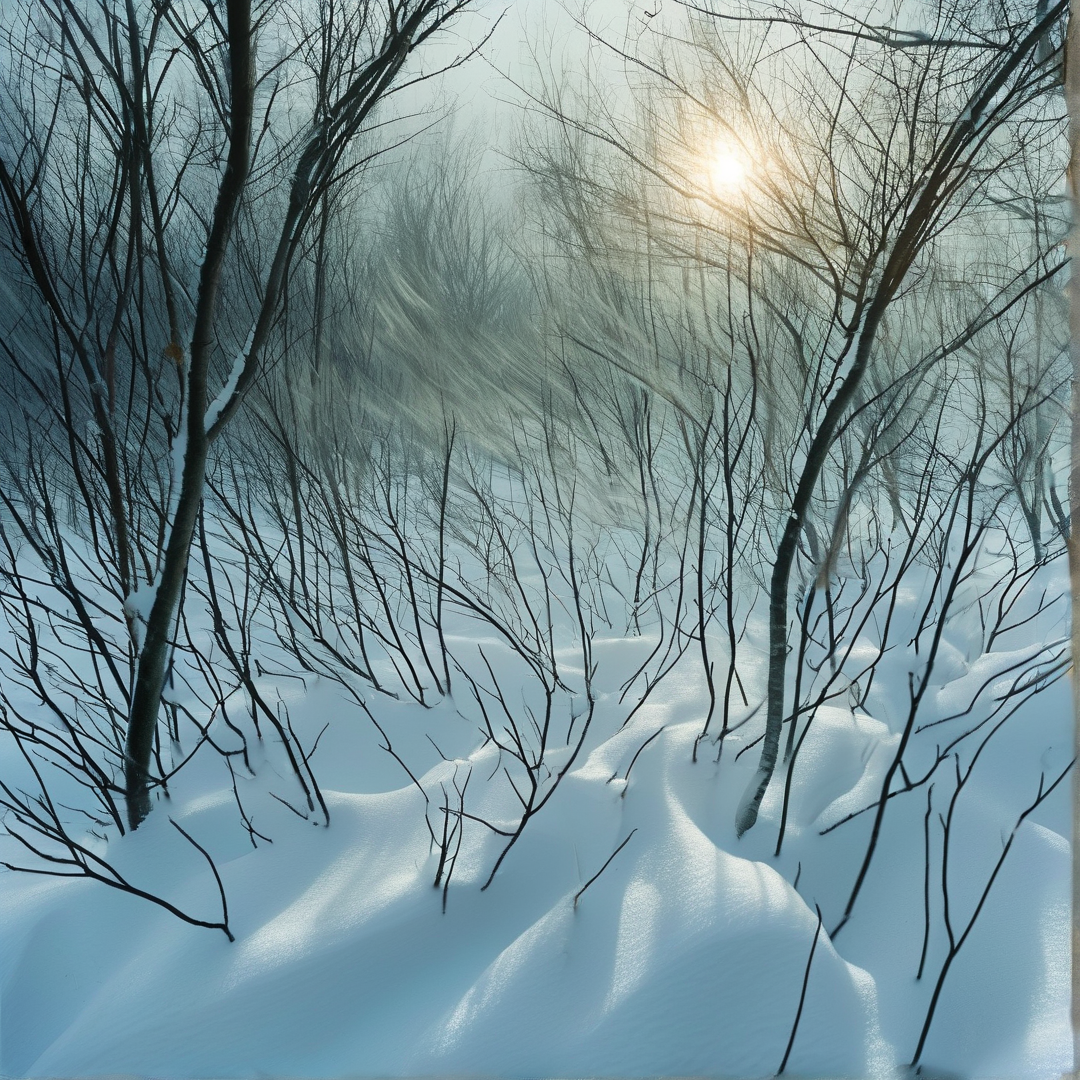 Sunlit Snowy Forest