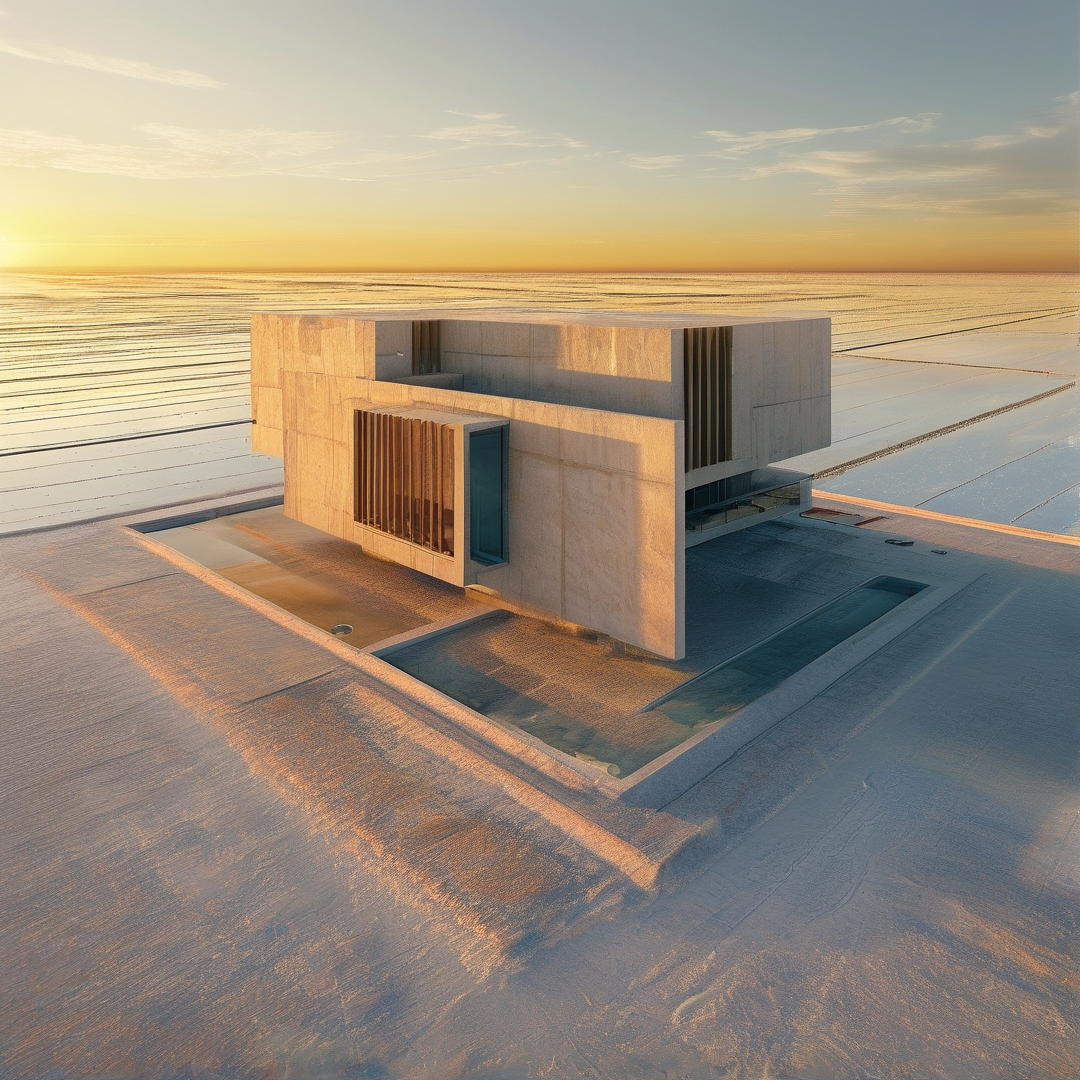 Minimalist Cabin at Sunset