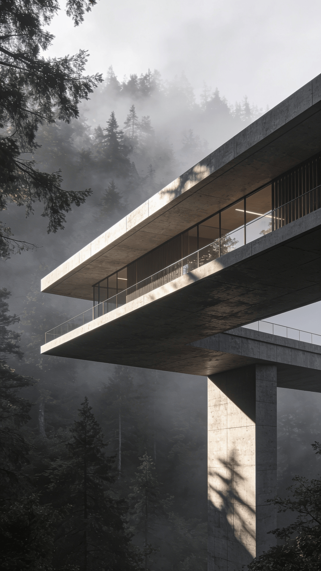 Bridge with Floating Cantilever — Misty Forest