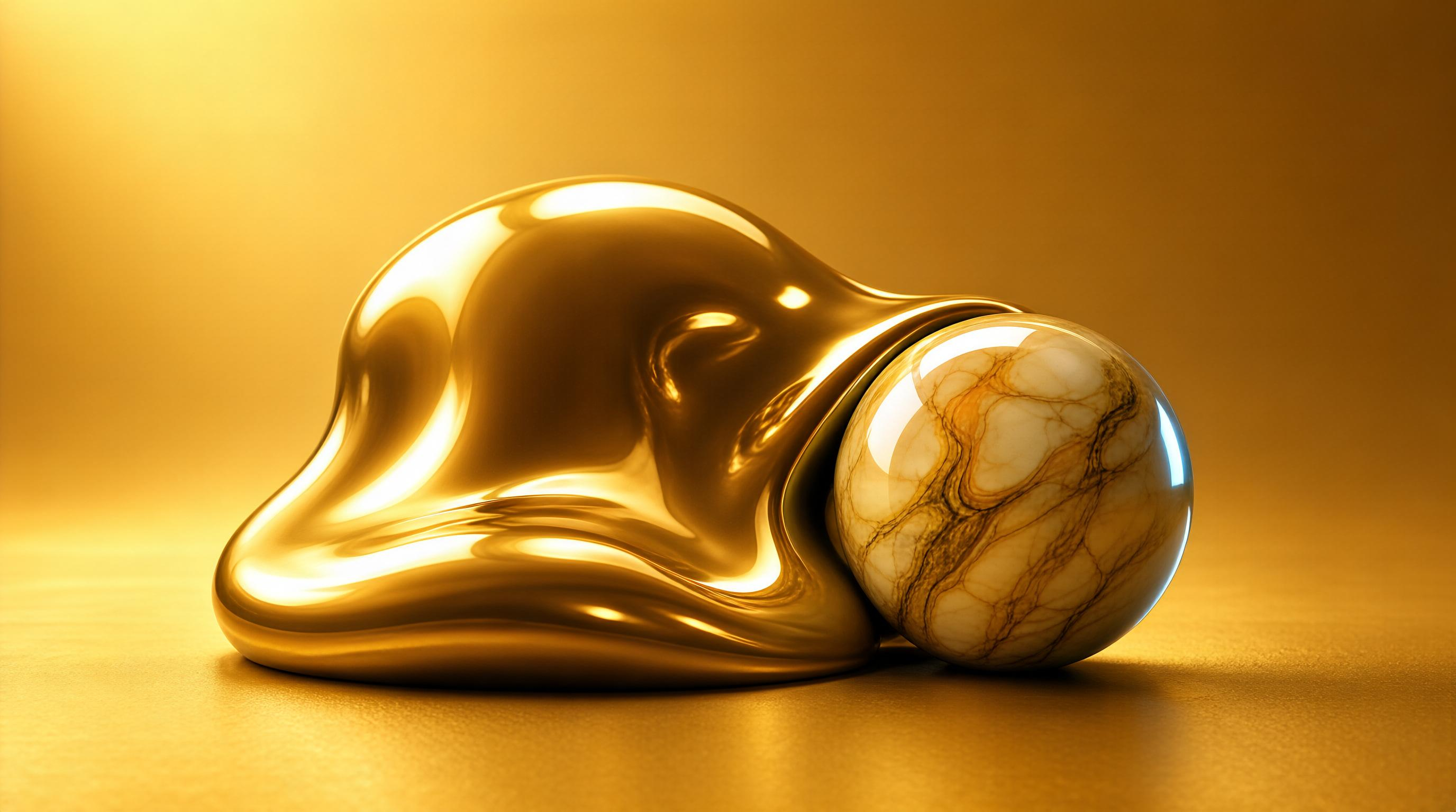 Golden Liquid Marble Sphere