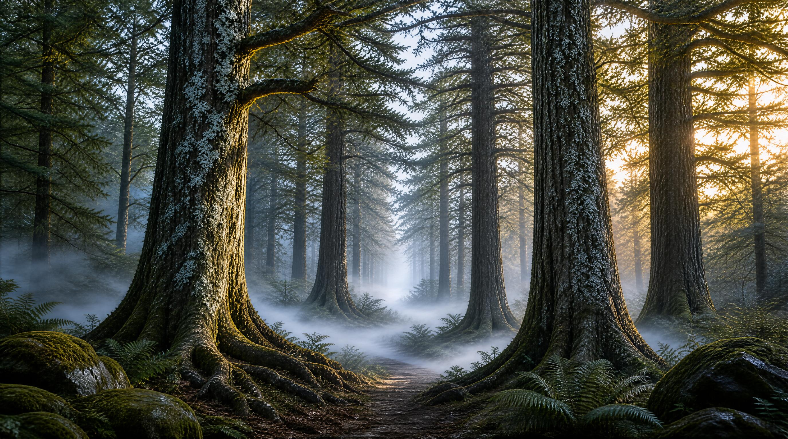 Ancient Misty Forest Path