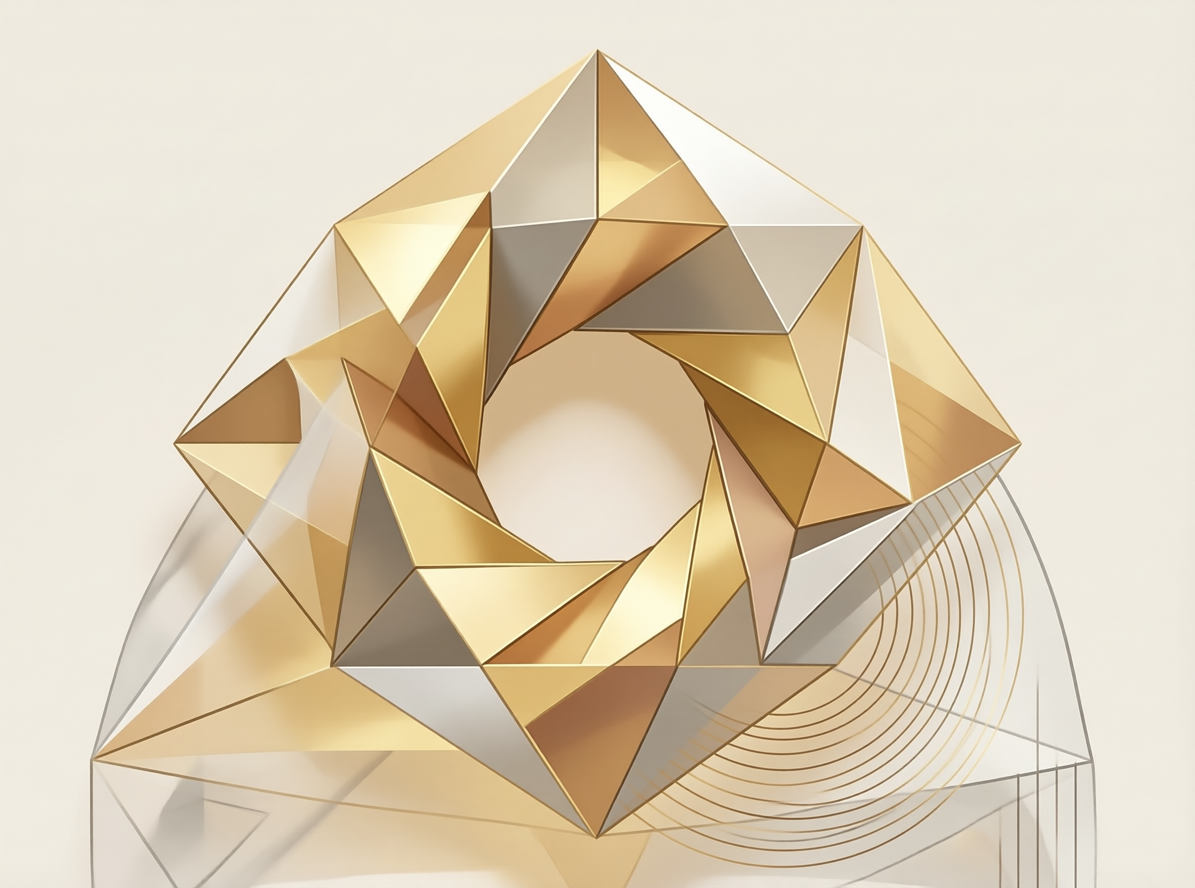 Faceted Golden Abstract Ring