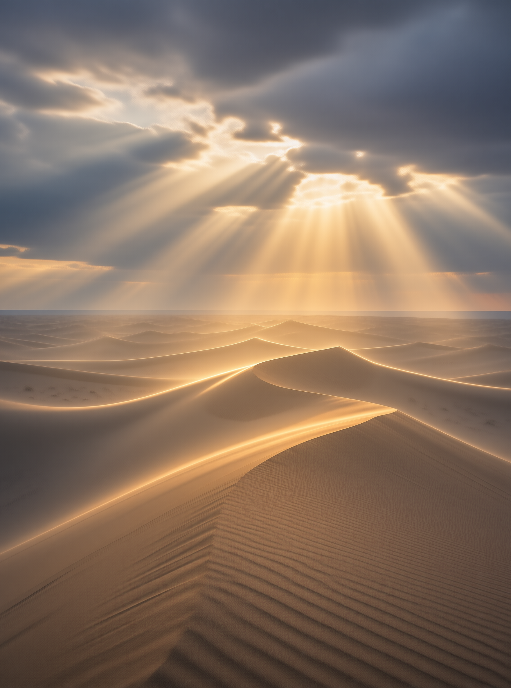 Golden Rays Over Desert Dunes