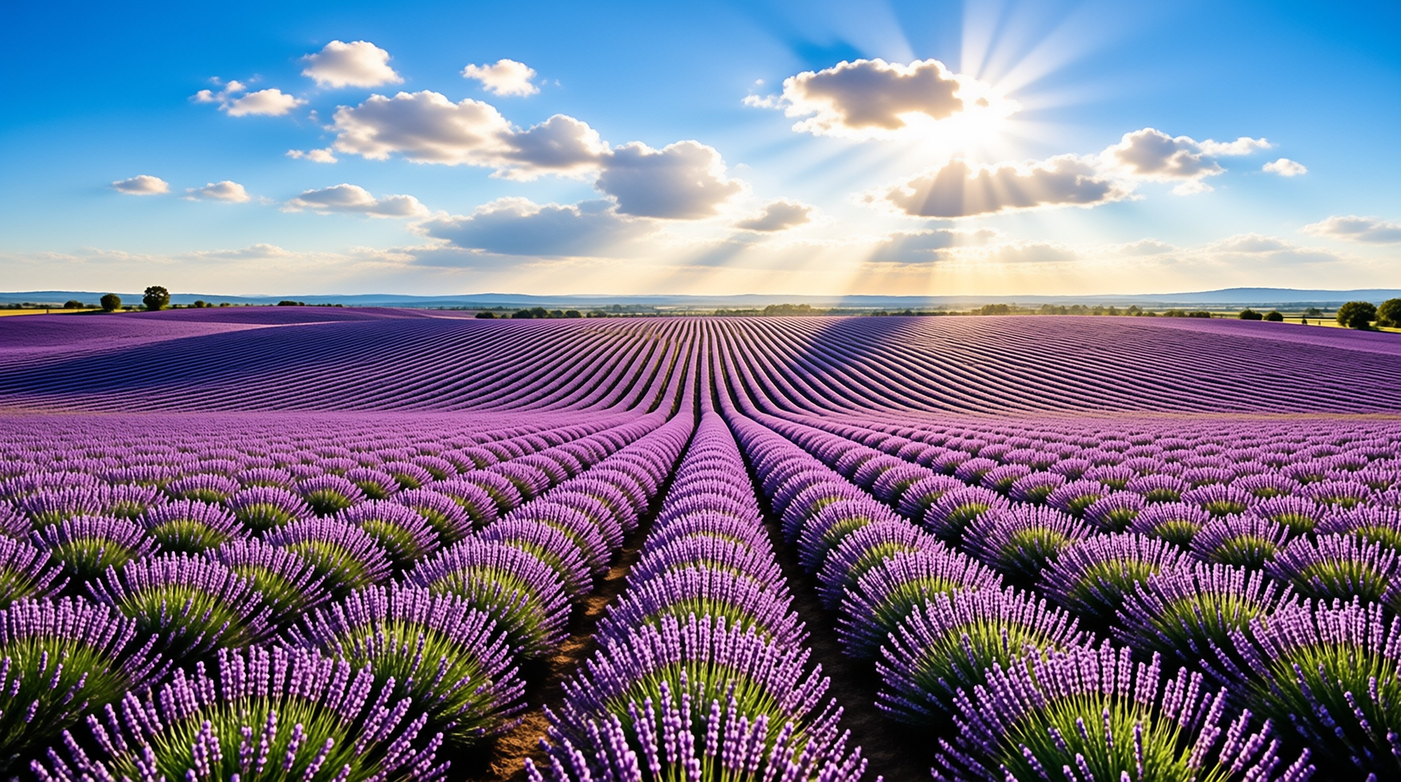 Sunlit Lavender Field