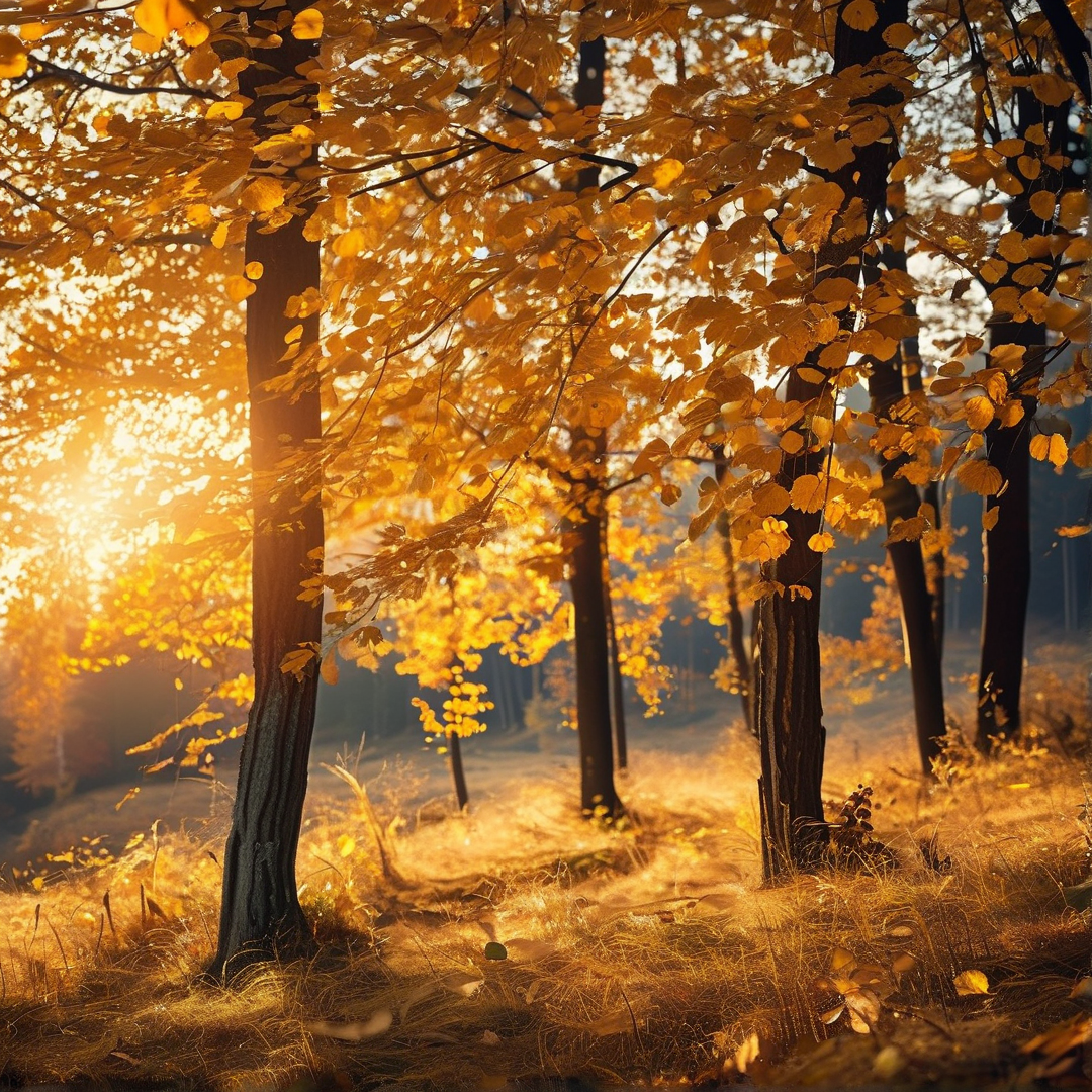 Sunlit Autumn Forest