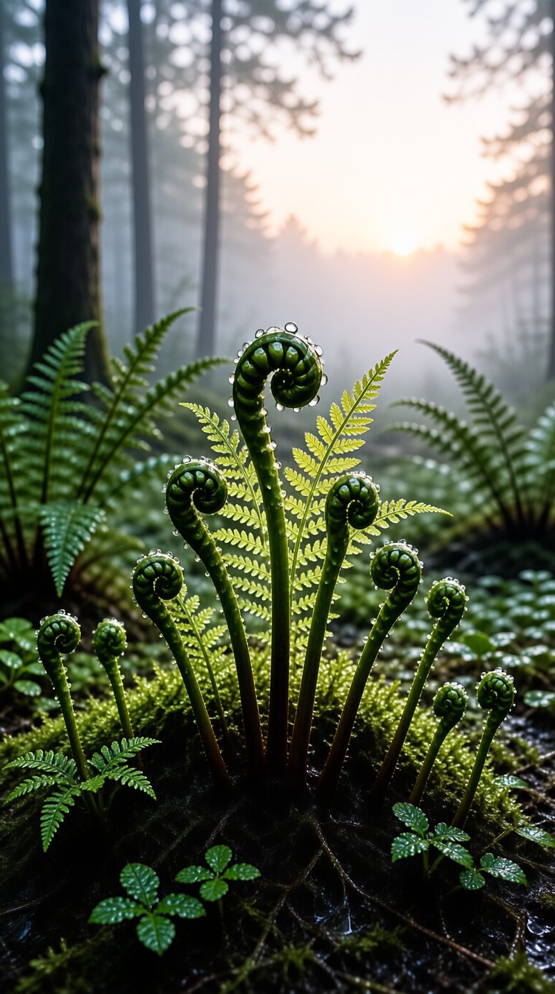 Misty Forest Fern Fiddleheads