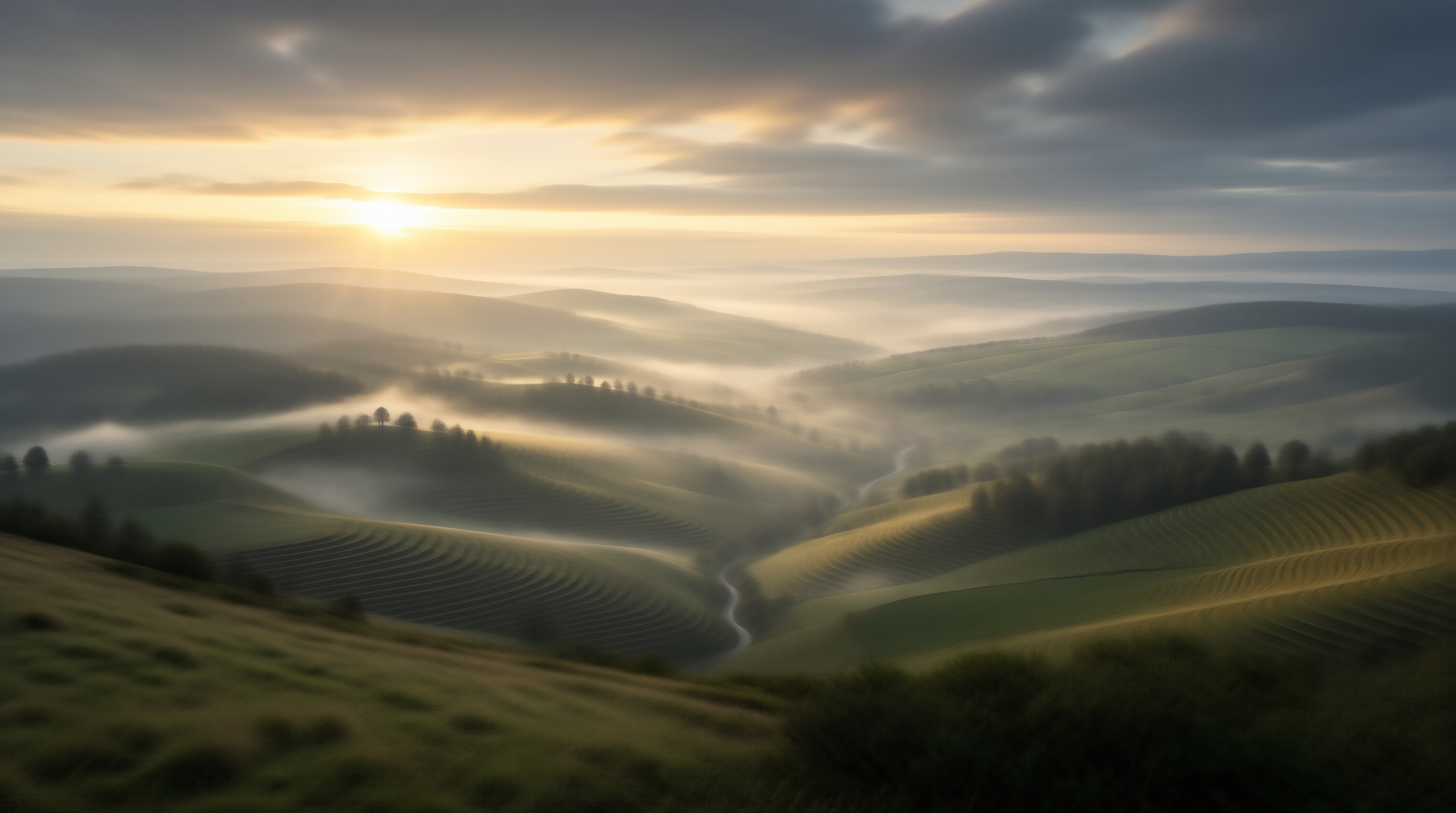 Misty Hills at Sunrise