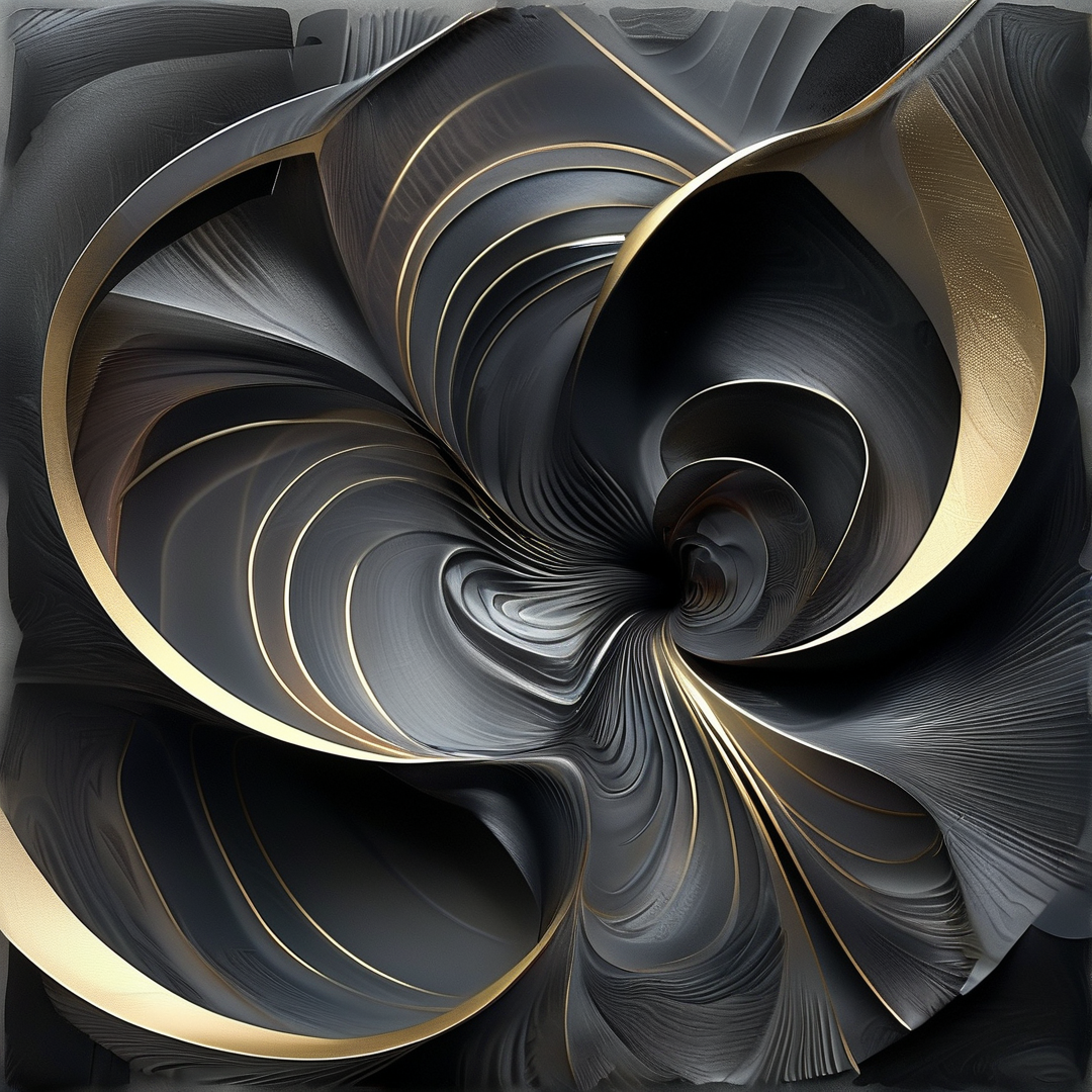 Golden Black Abstract Spiral