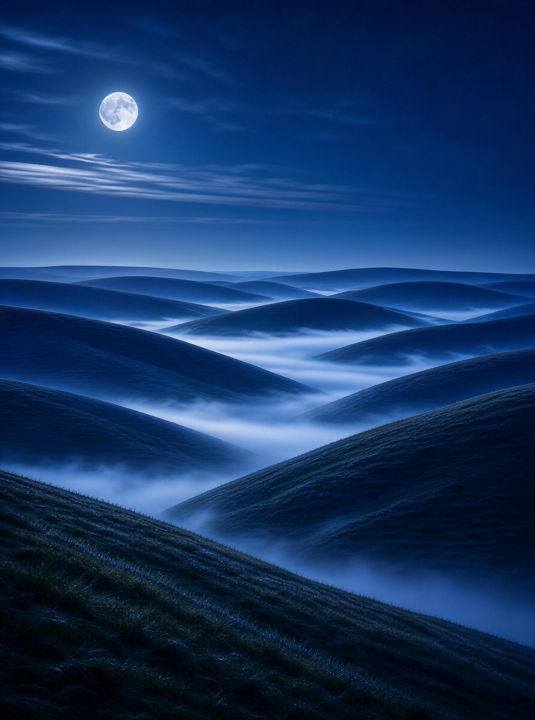 Moonlit Foggy Hills