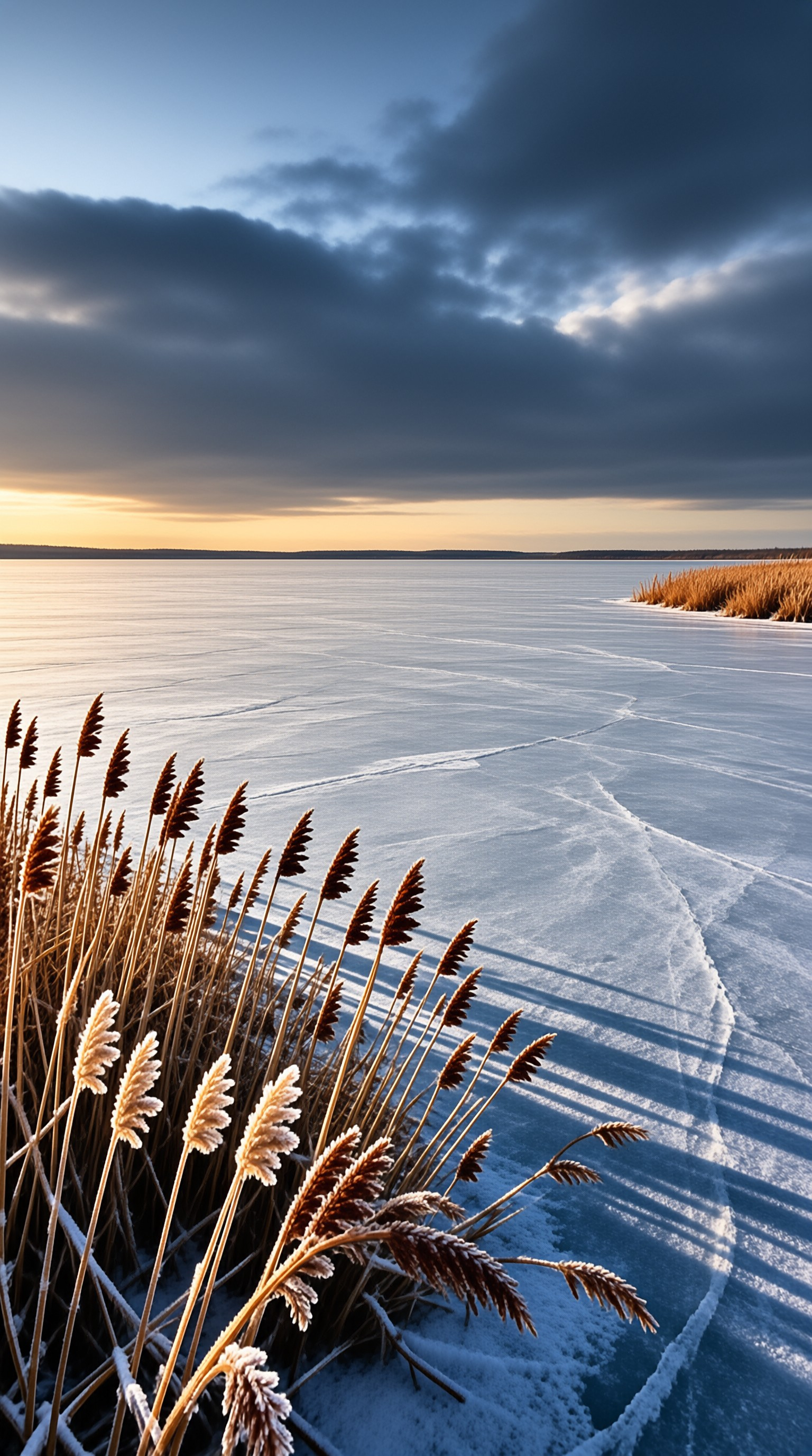 Frozen Lake Winter Scene