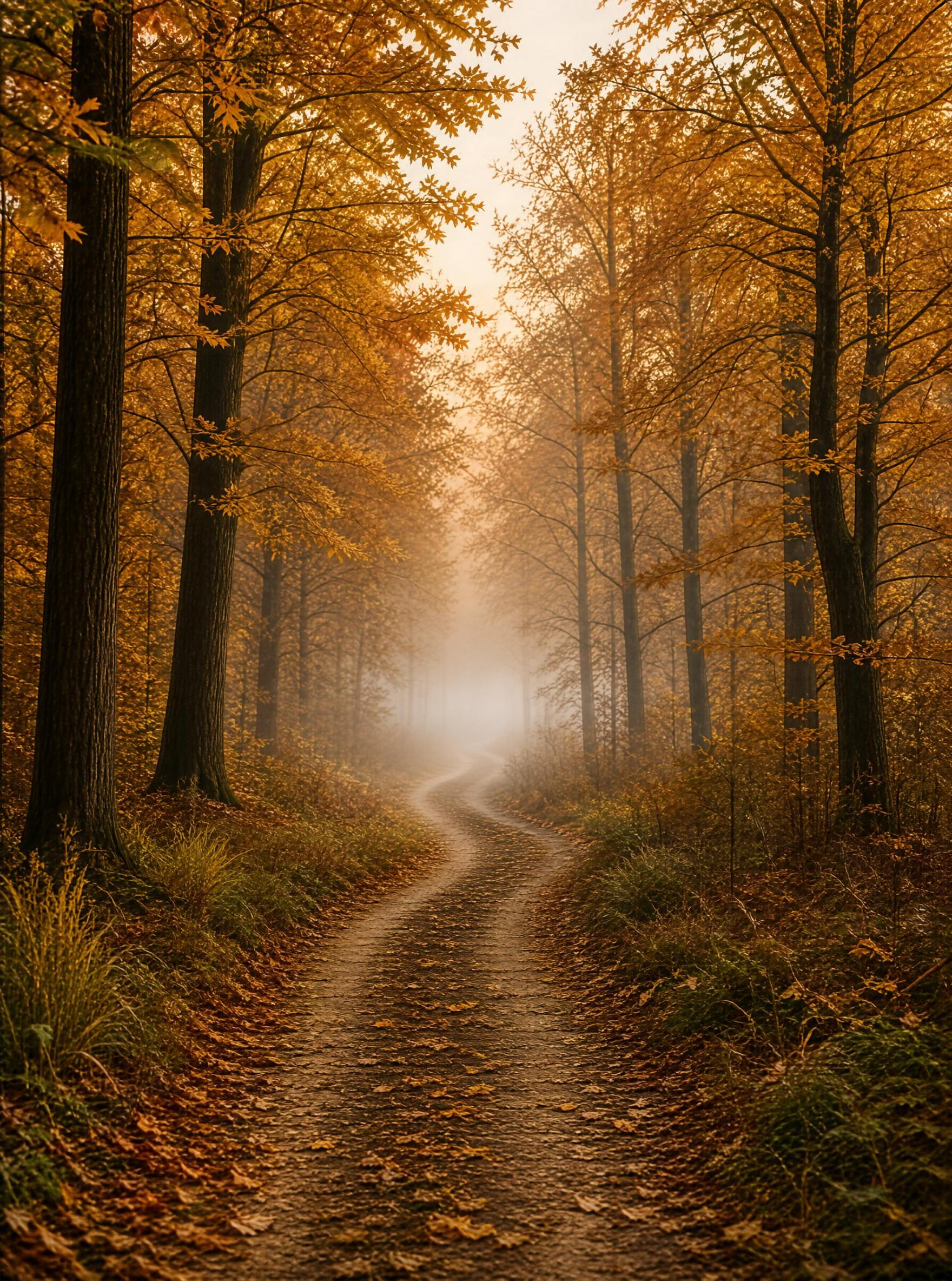 Golden Autumn Forest Path