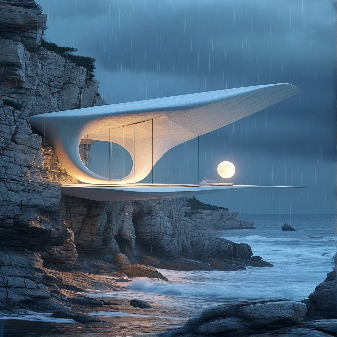 Cantilevered Pavilion on Sea Cliff