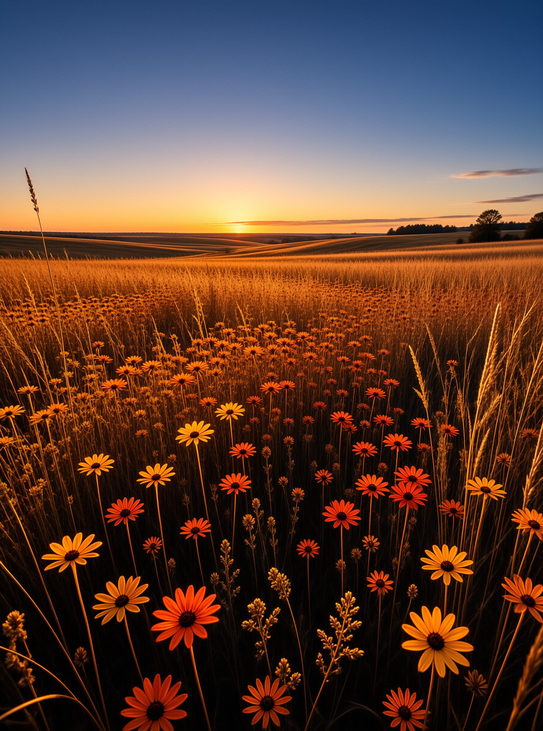 Sunset Field of Wildflowers