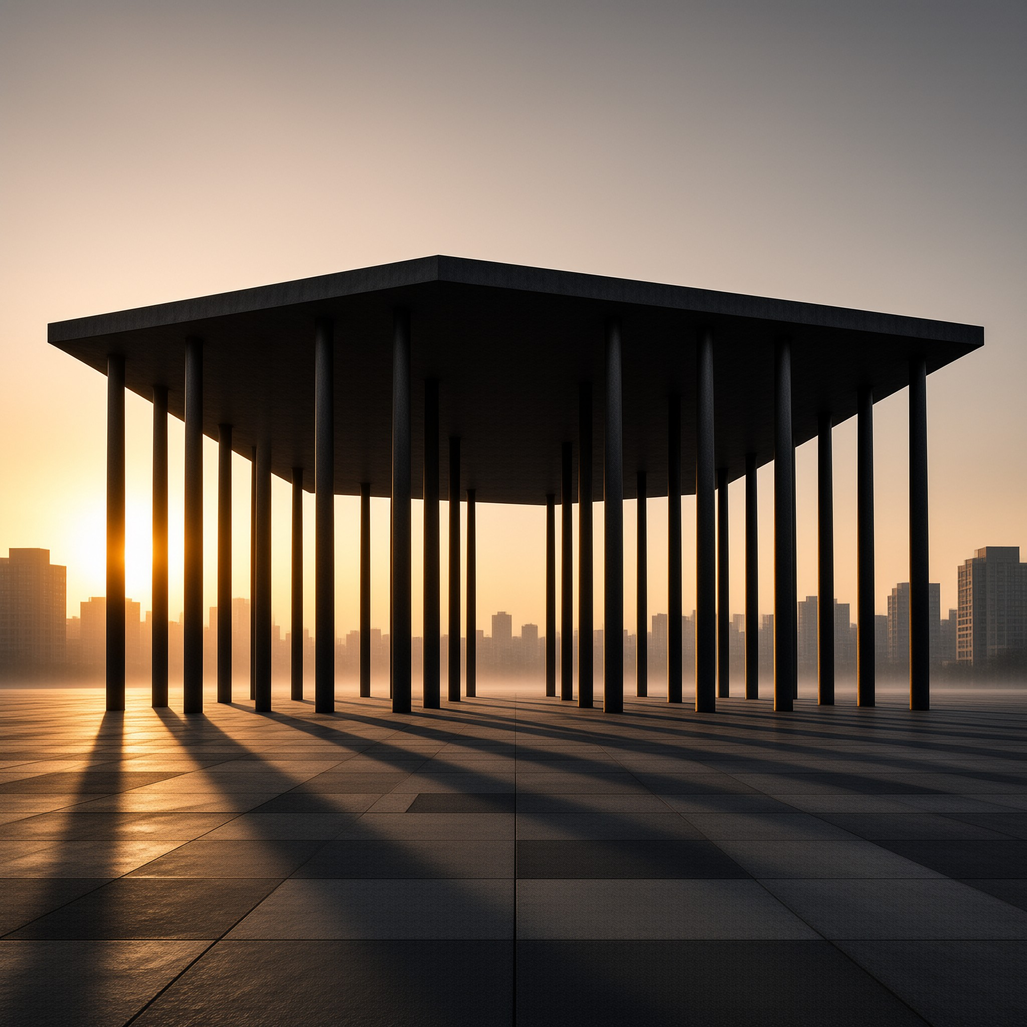 Modern Pavilion at Sunset
