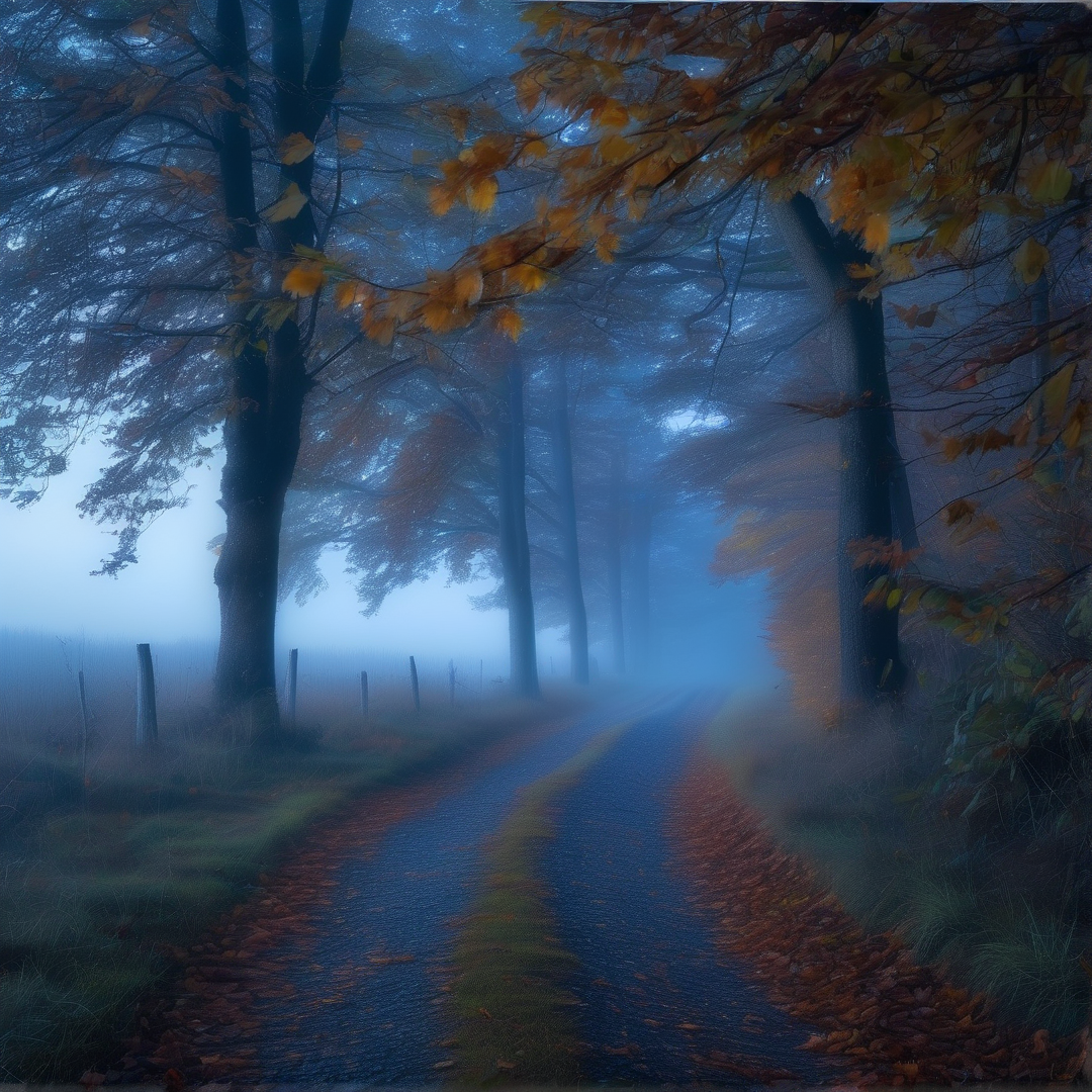 Misty Autumn Forest Path