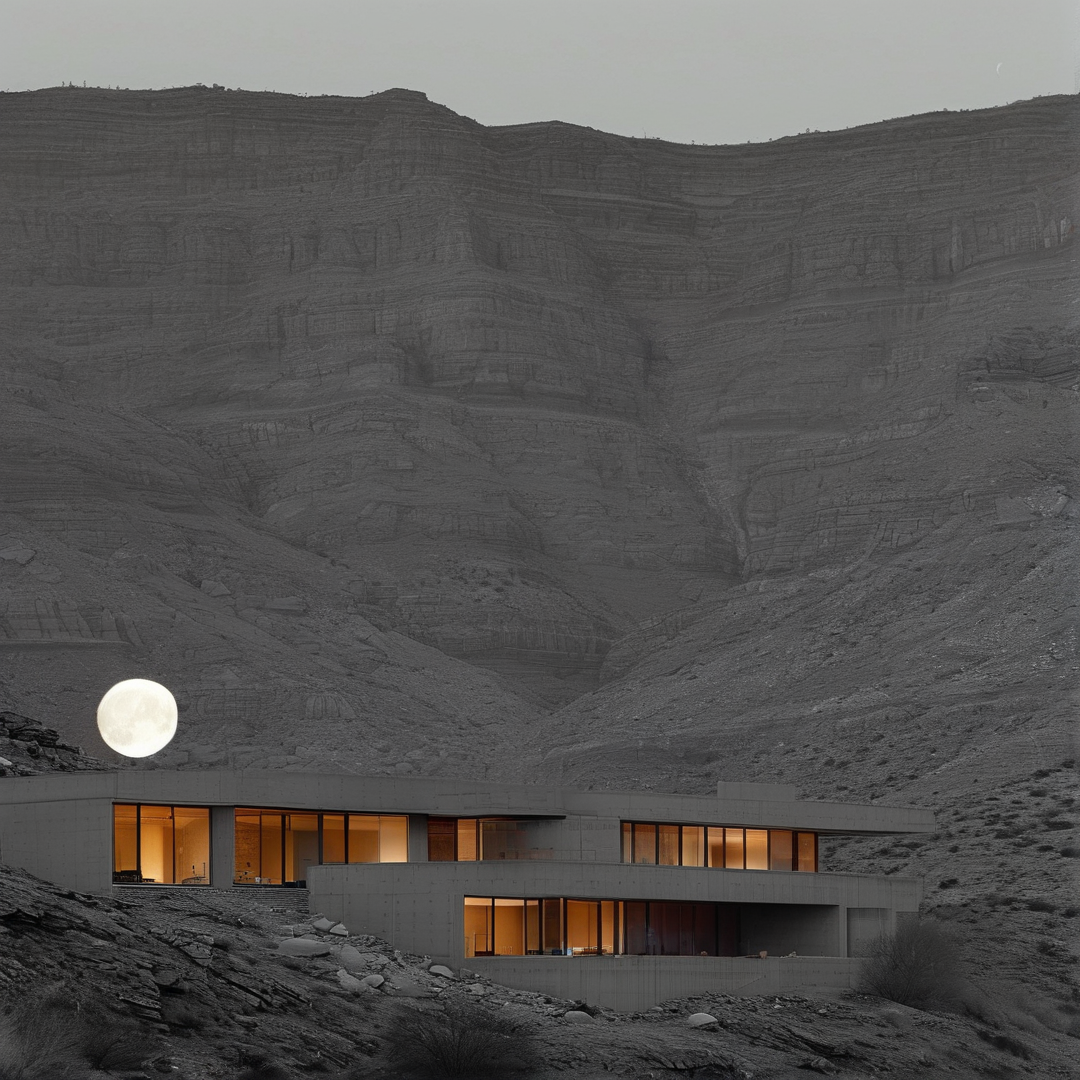 Mountain Villa at Night
