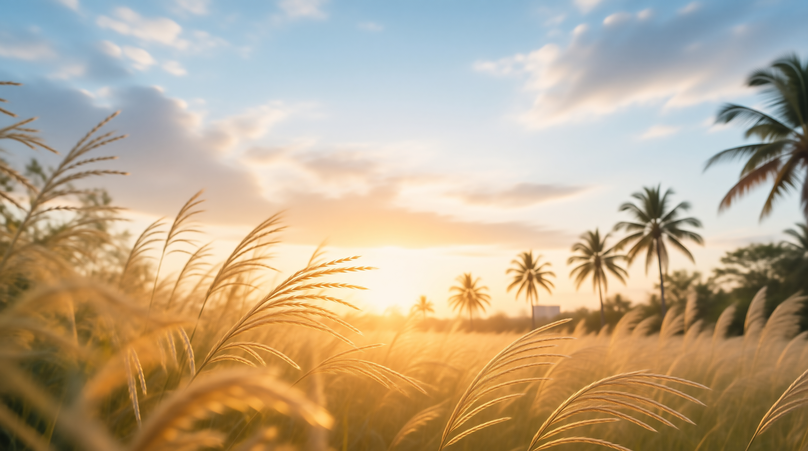 Sunset Over Golden Grass