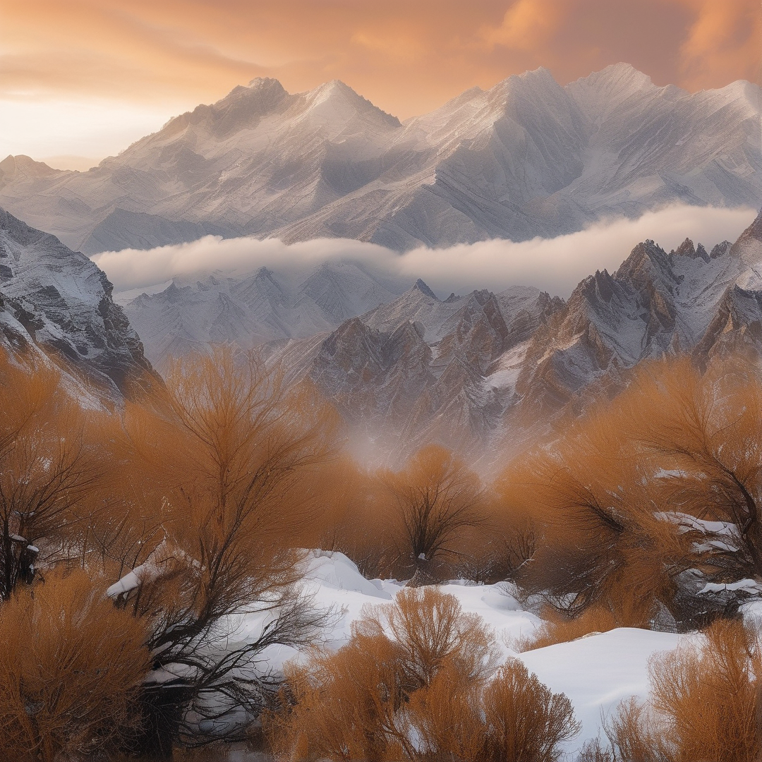 Snowy Mountain Sunrise