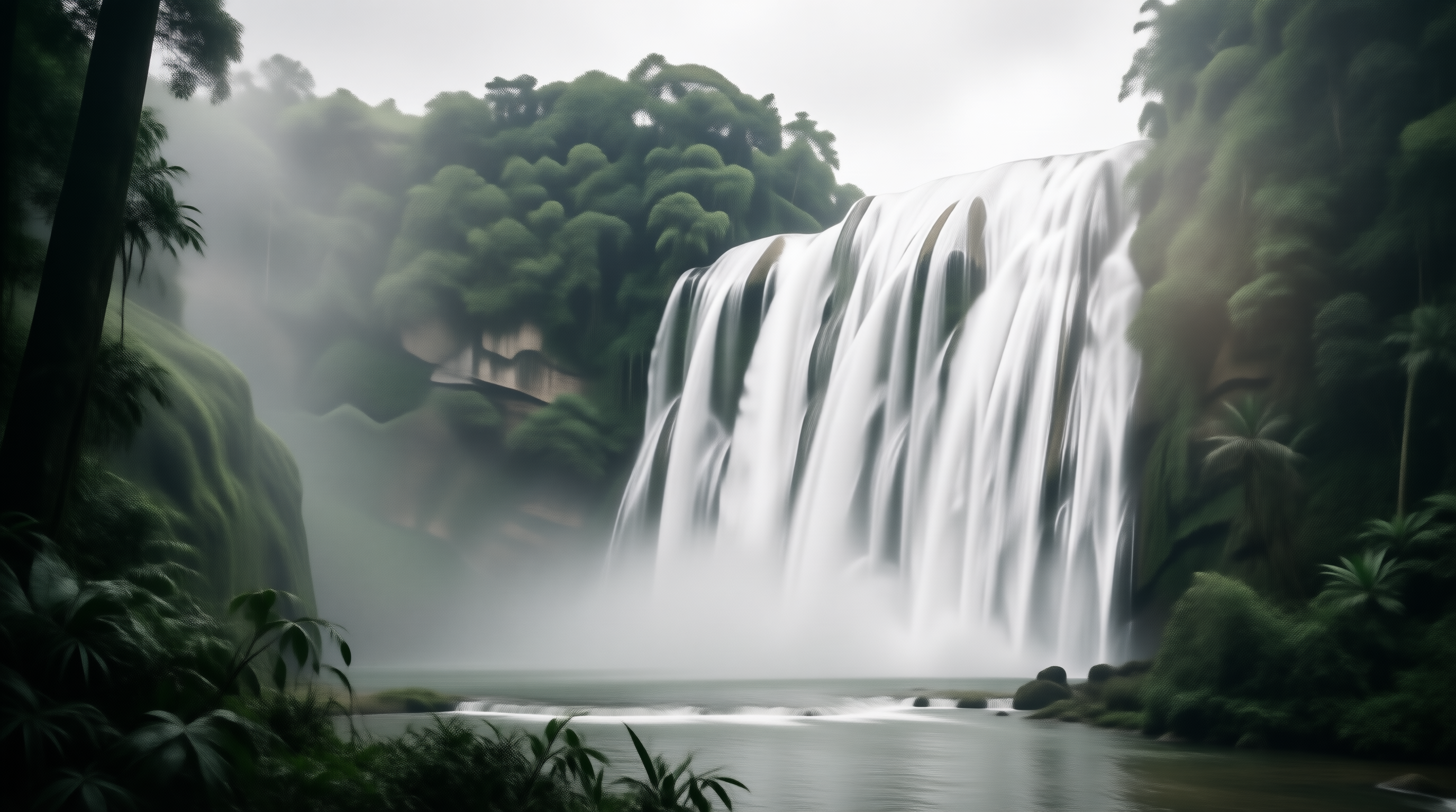 Misty Tropical Waterfall