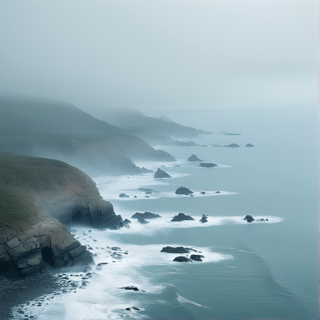 Misty Coastal Cliffs