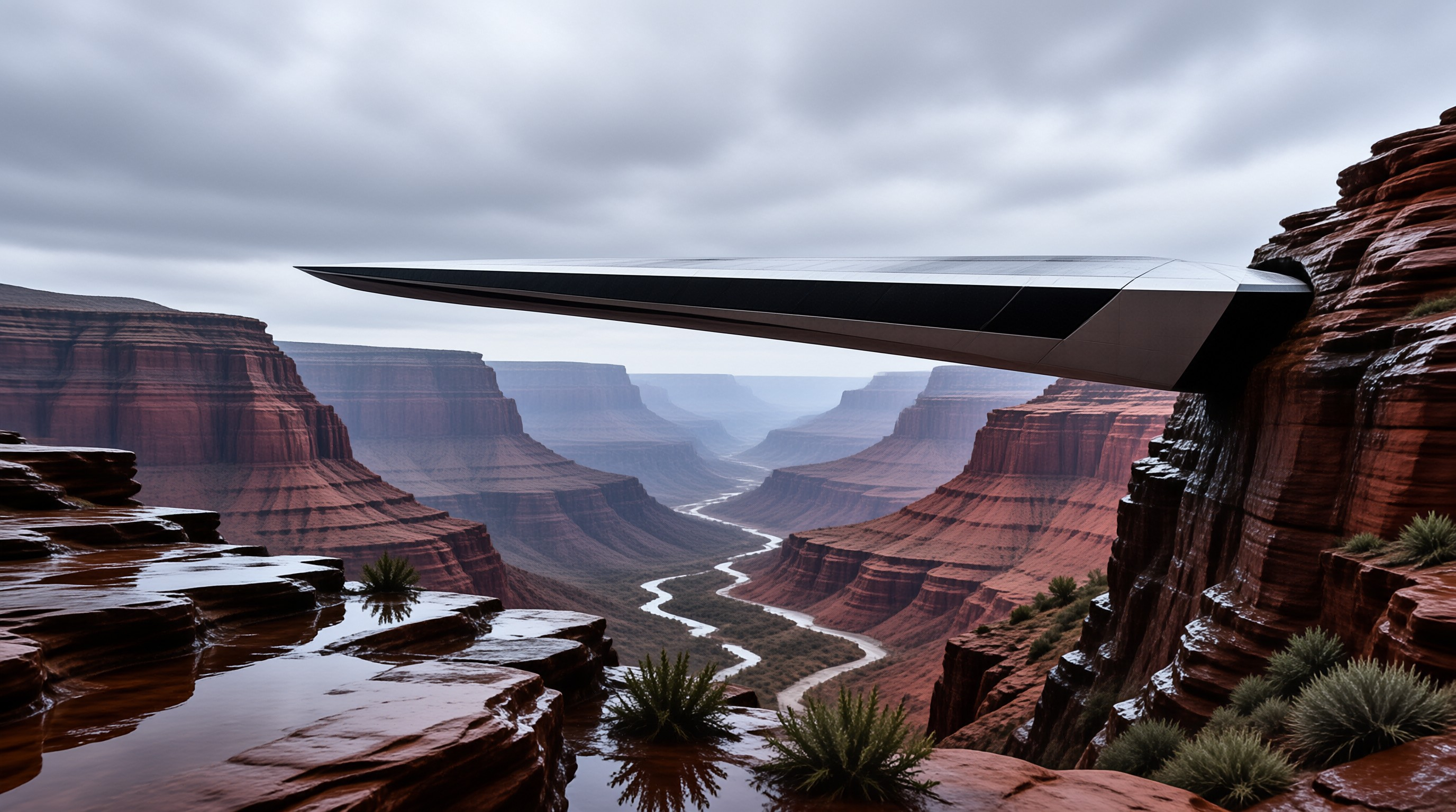 Futuristic Cliffside Structure