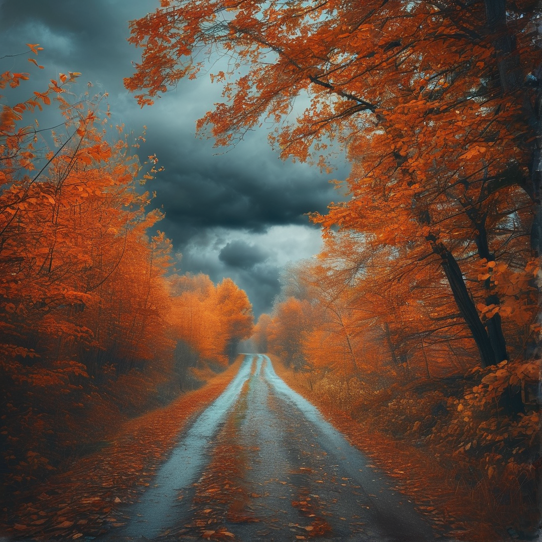 Stormy Autumn Road