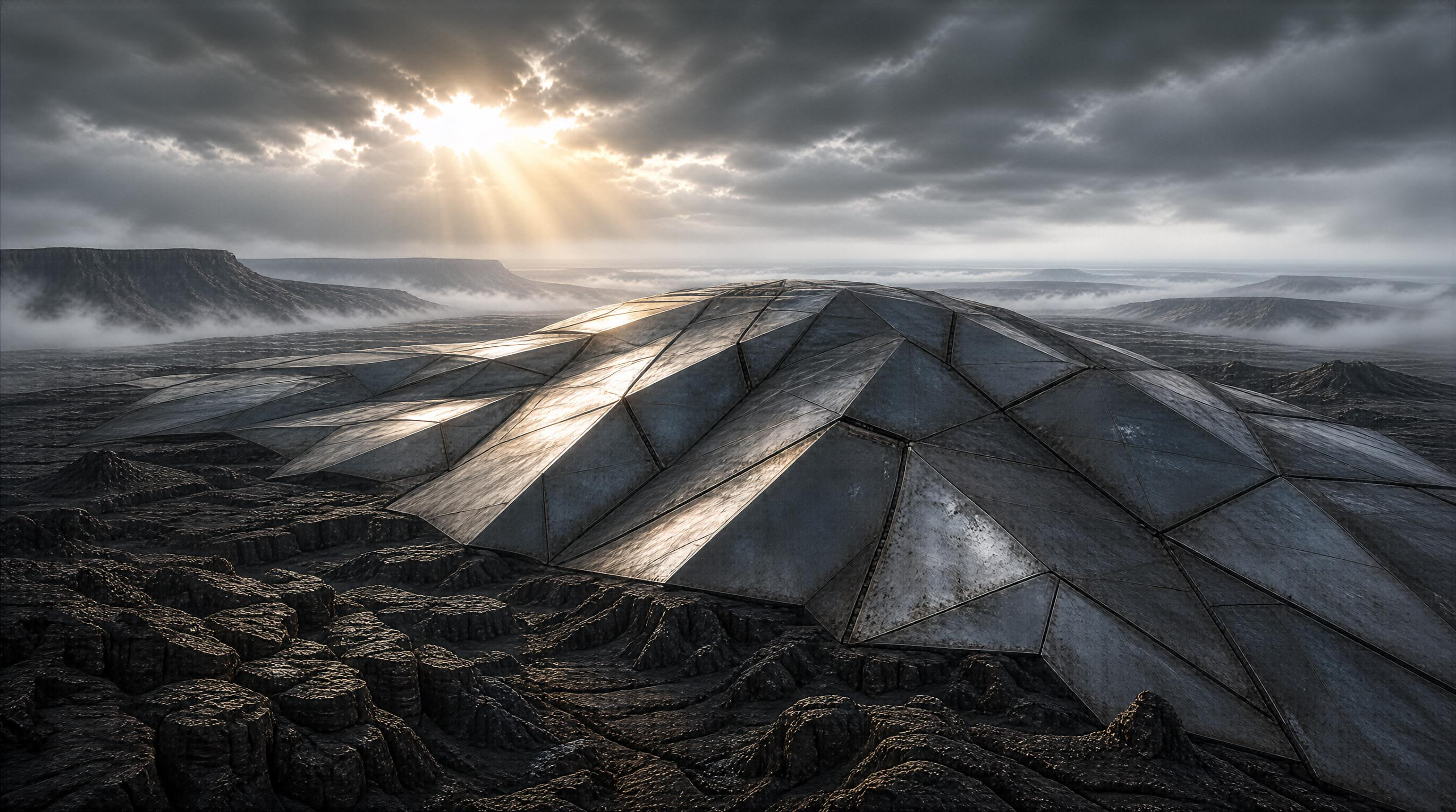 Futuristic Dome in Barren Landscape