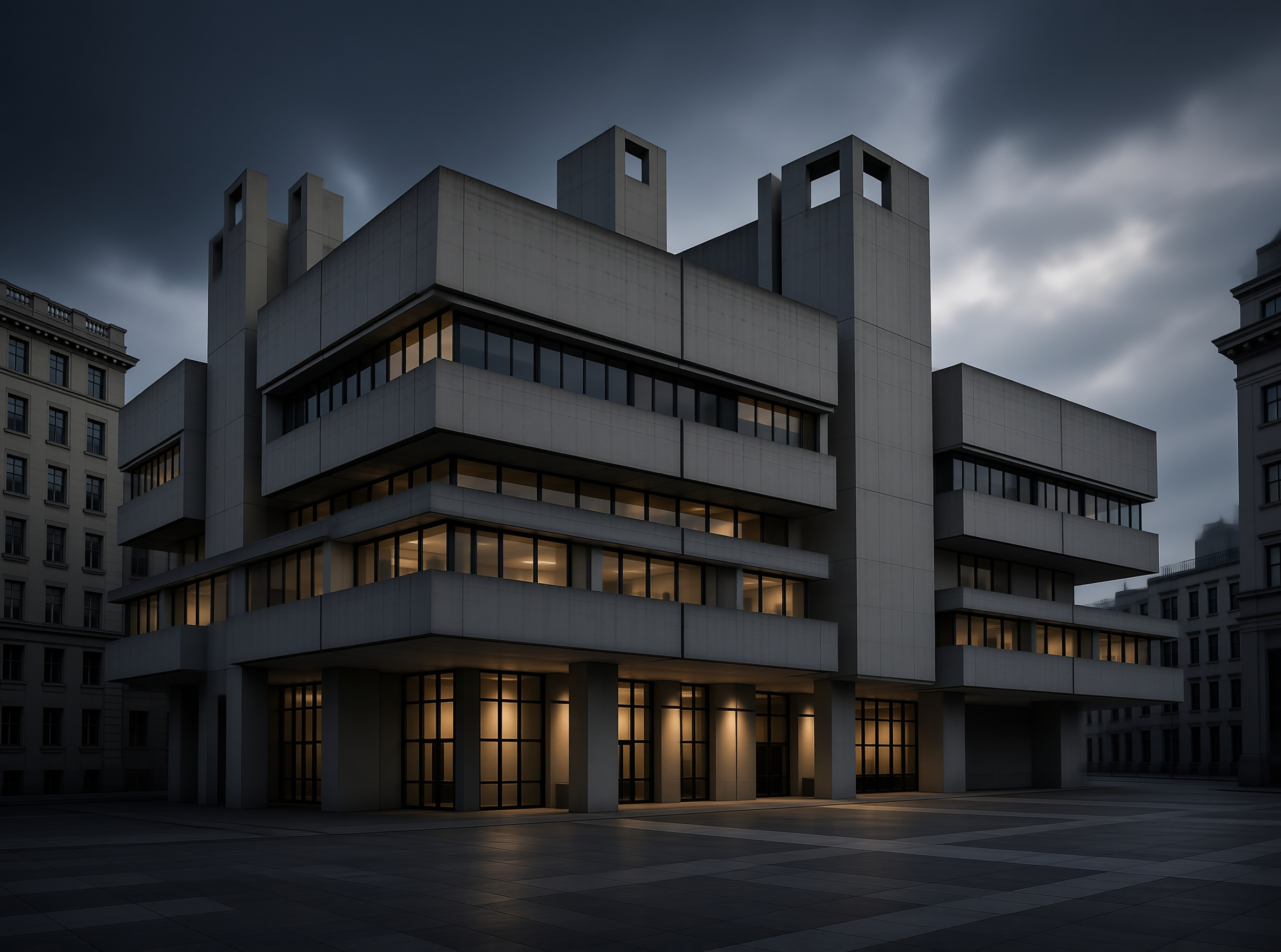 Modern Building at Dusk