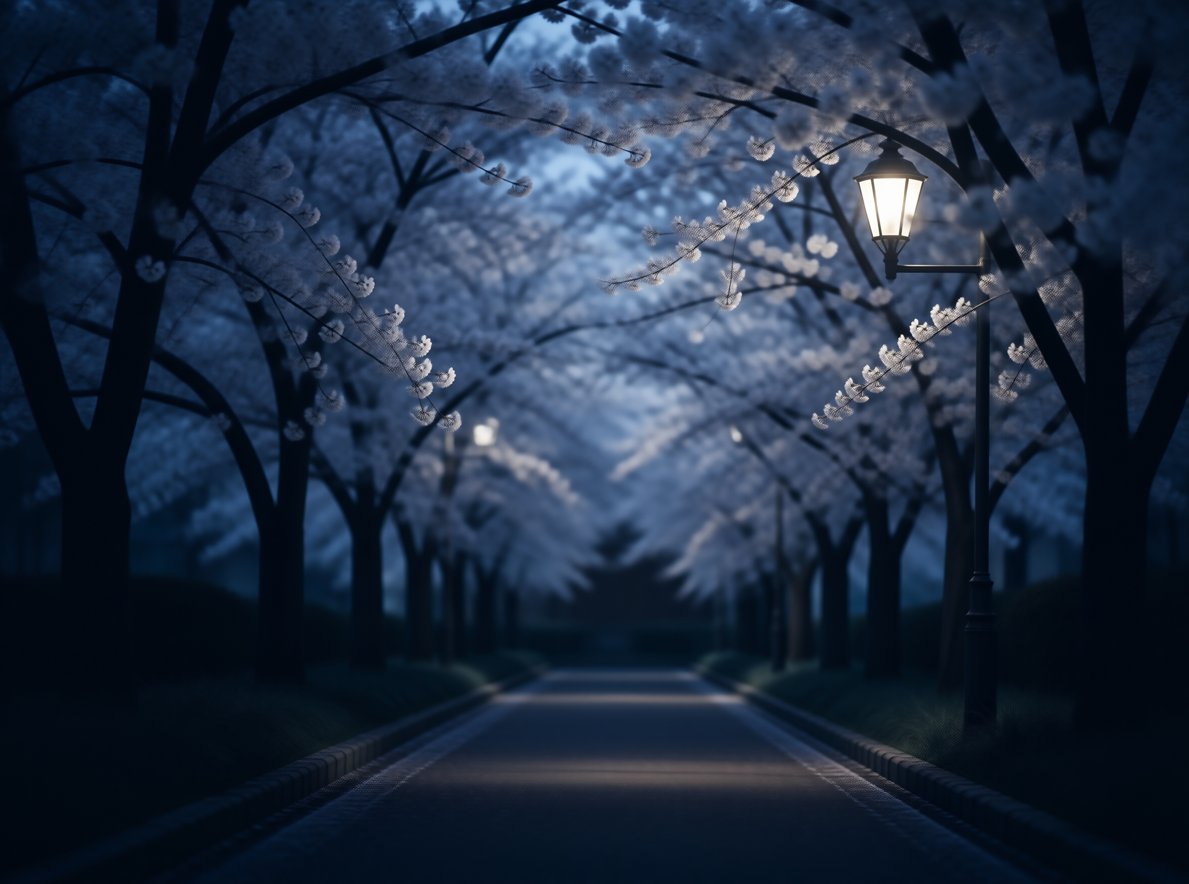 Cherry Blossom Lane at Night