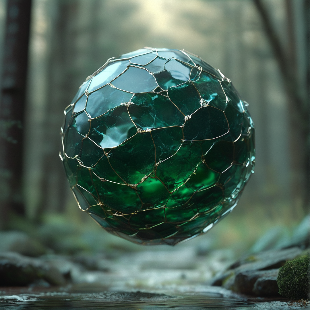 Green Fractured Glass Orb