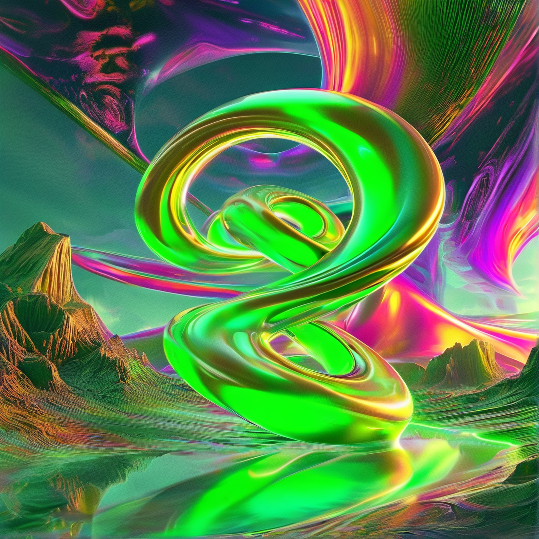 Abstract Green Spiral Art