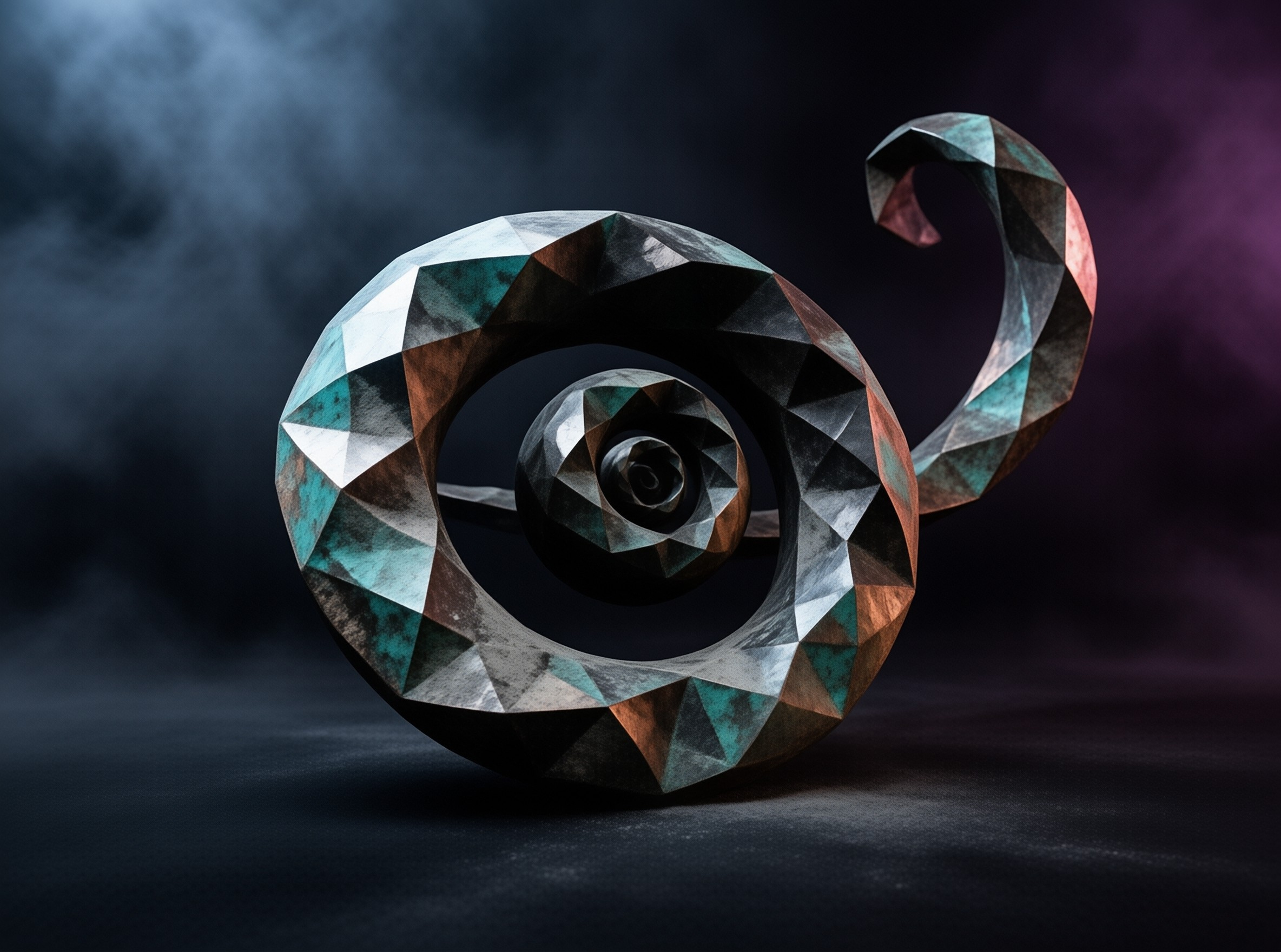 Geometric Bronze Spiral