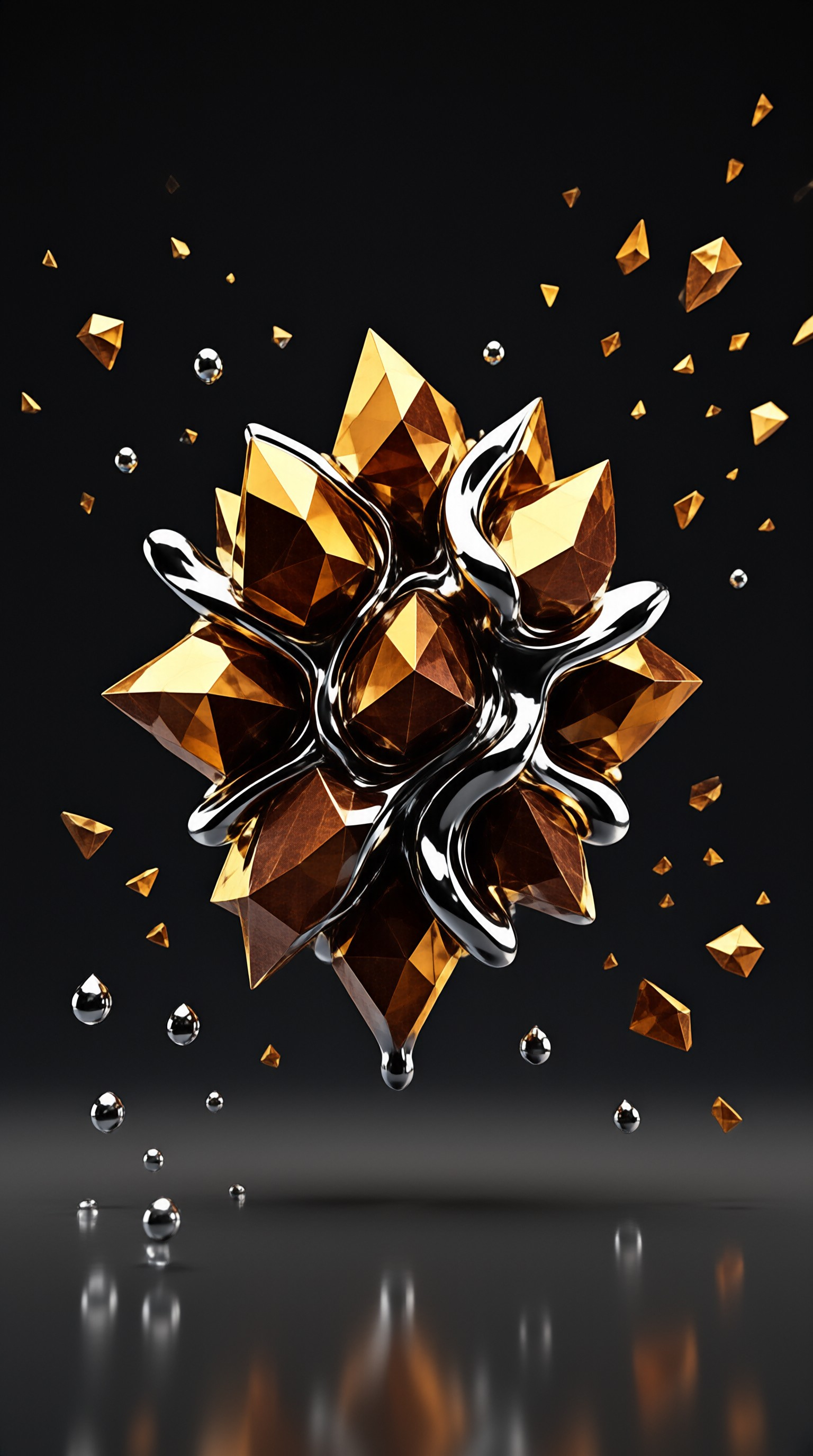 Golden Crystal Liquid Abstract