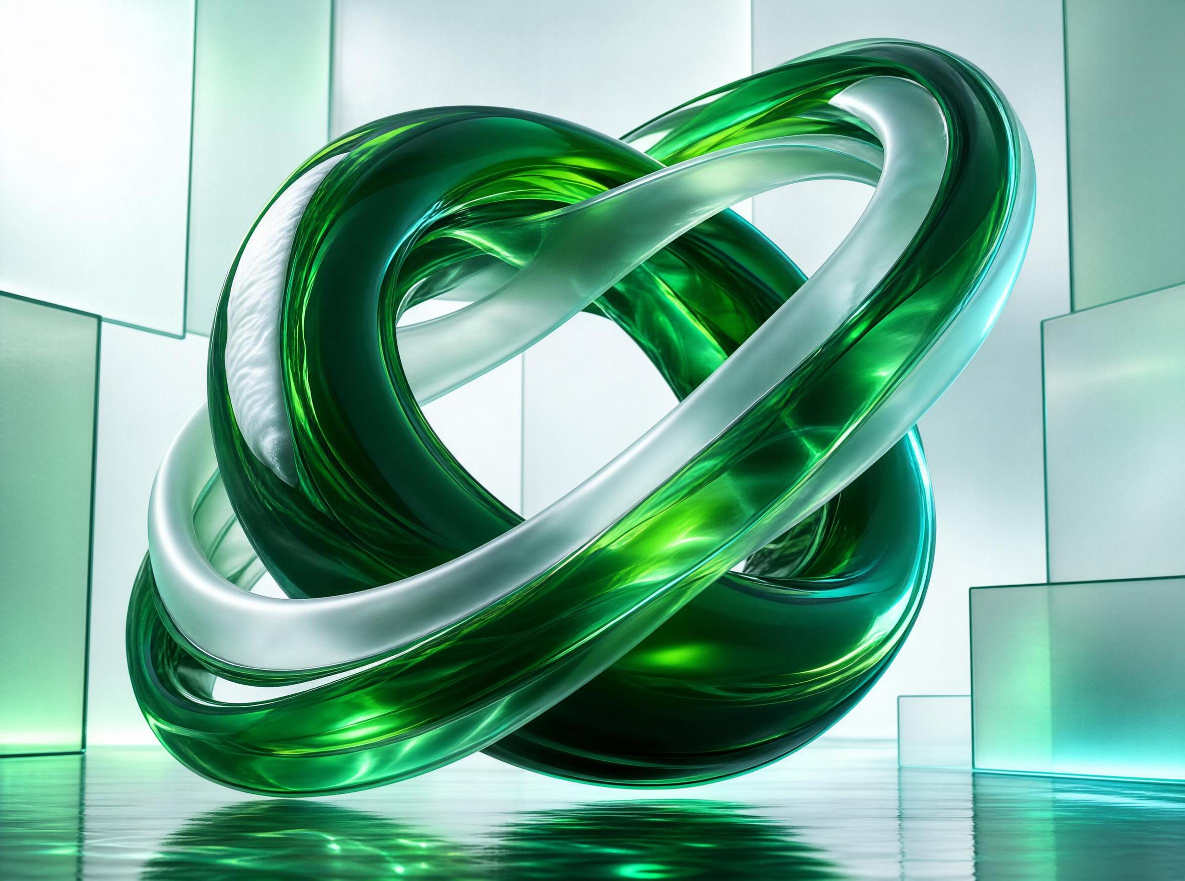 Green Glass Knot Sculpture