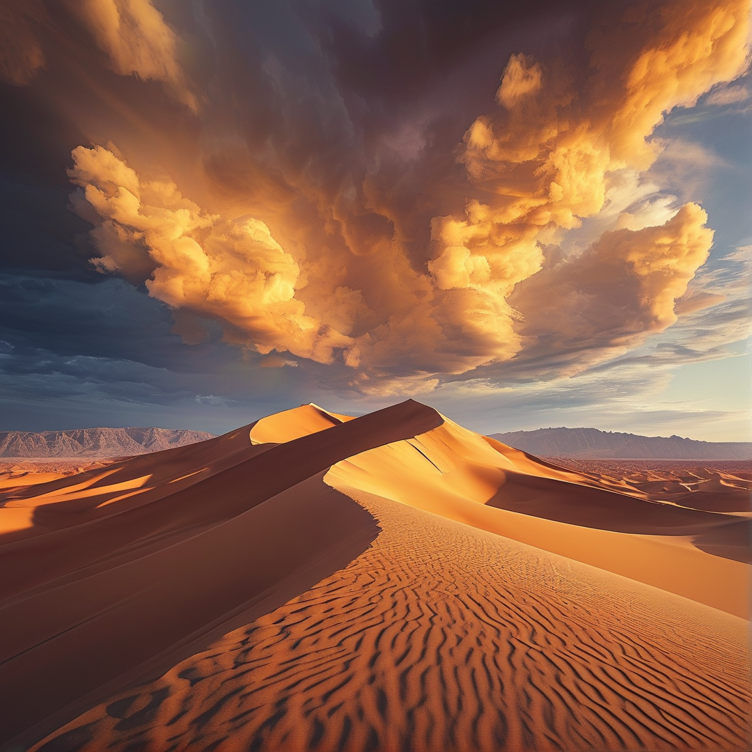 Golden Desert Dunes at Sunset