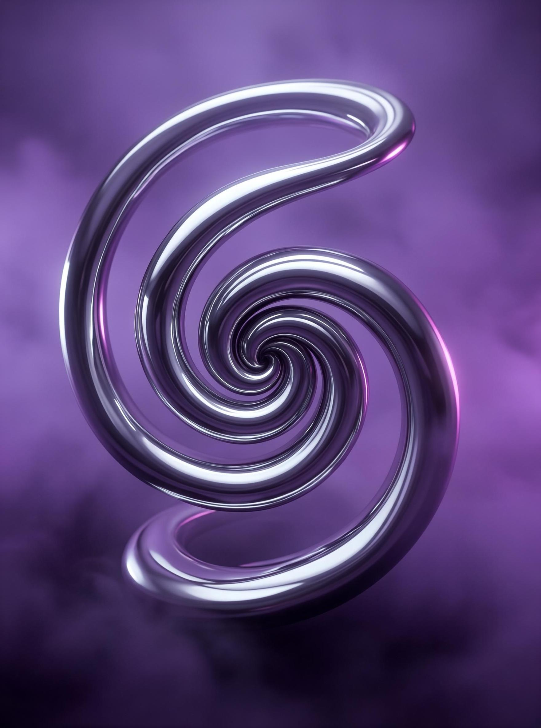 Metallic Spiral on Purple Background
