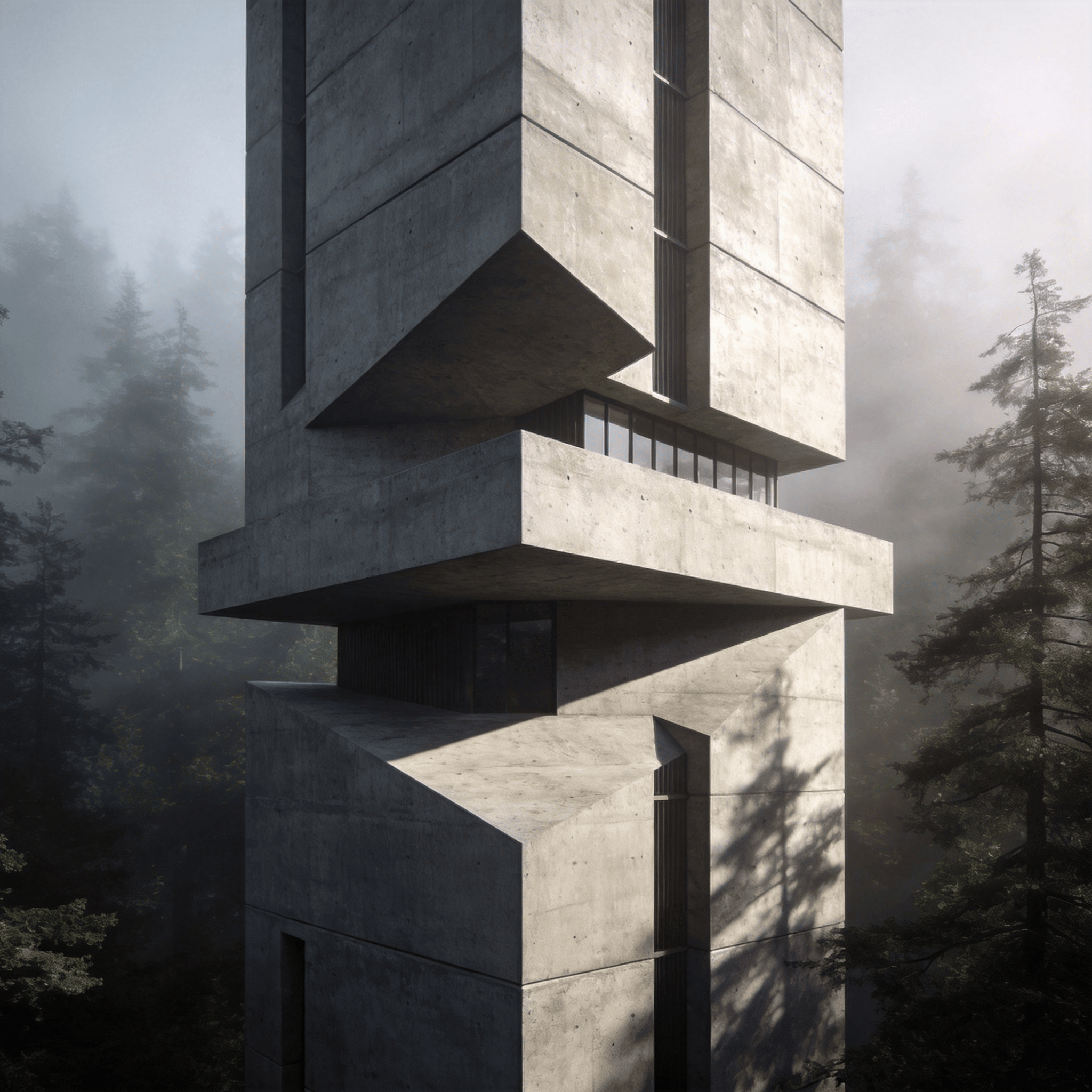 Tower in Misty forest