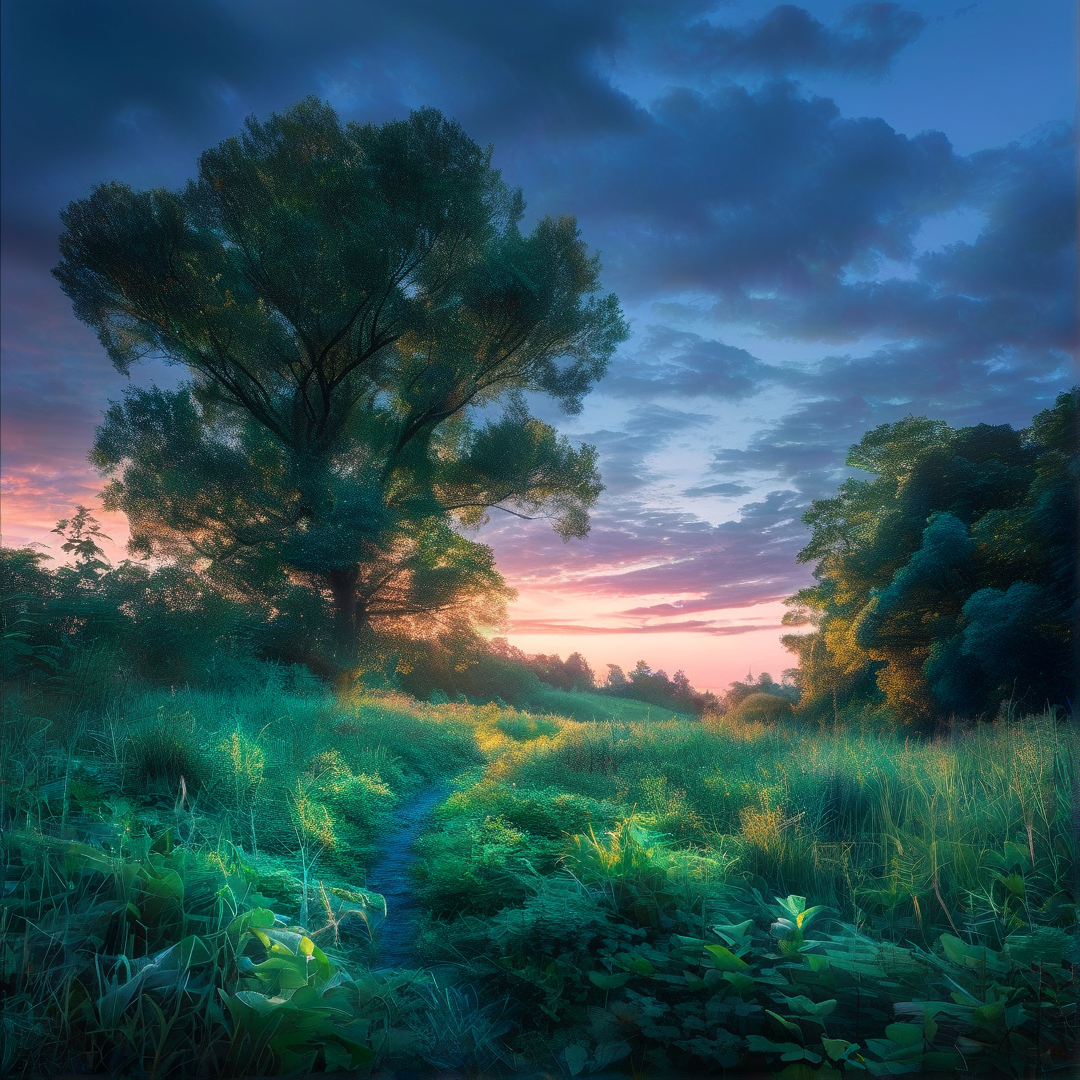 Sunset Path in the Woods