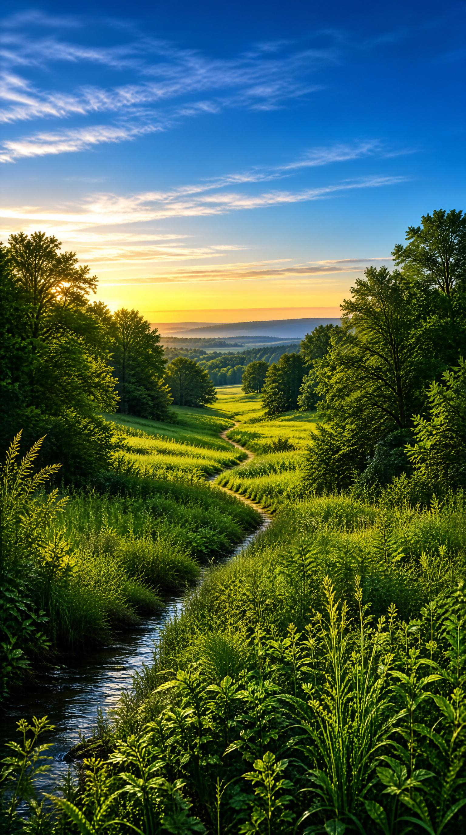 Sunlit Green Valley Trail