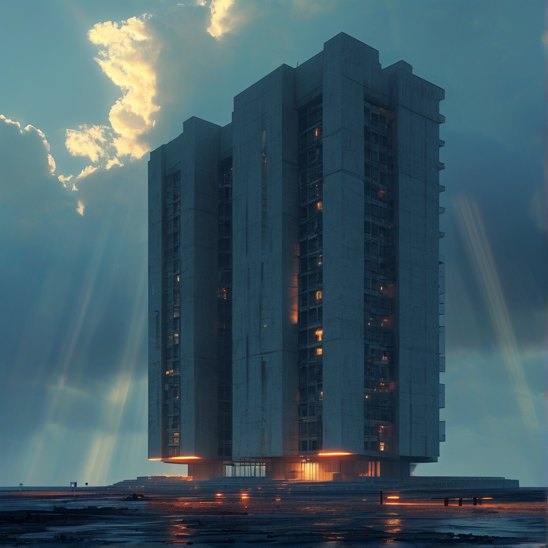 Monolithic Tower at Dusk